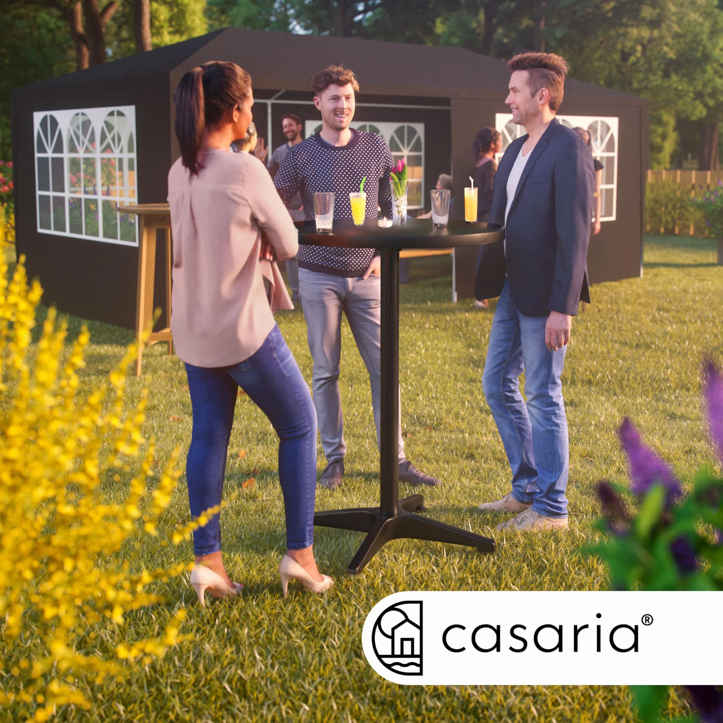 Casaria® Tavolo da Bar 2in1 Altezza Regolabile 70 cm / 115 cm Alluminio Ø 60 Rotondo Tavolino Bistrot Balcone Nero