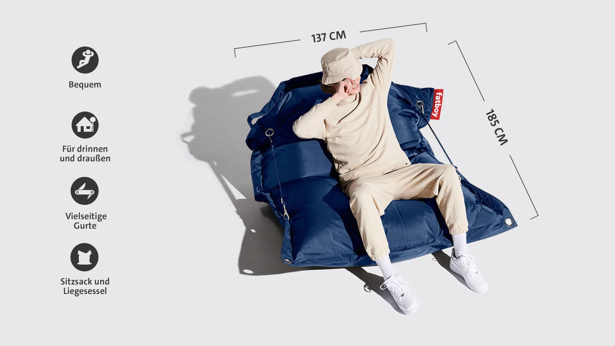 Fatboy Buggle Up Beanbag 180 x 140 cm poliuretanowa niebieska