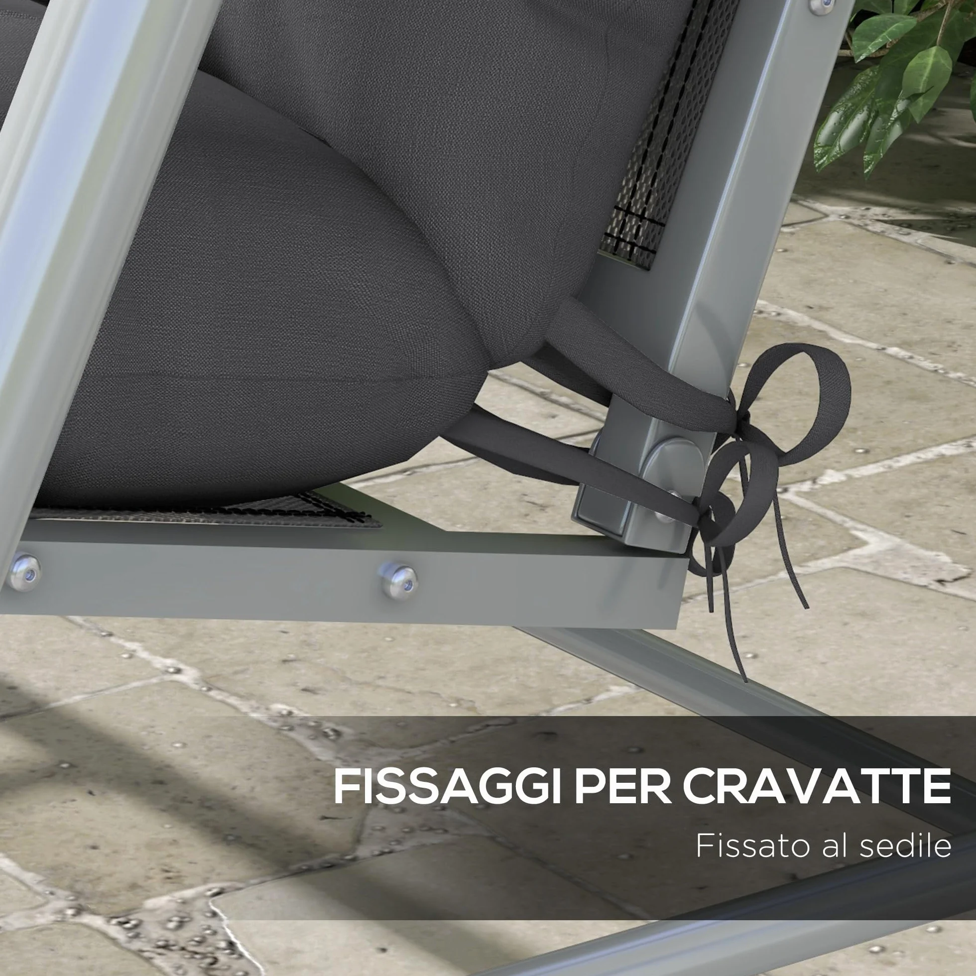 Outsunny Cuscini da Giardino Set 4 Pezzi per Schienale e Seduta con Imbottitura Spessa, Cuscini da Esterno in Poliestere, Senza Altalena, Grigio Carbone