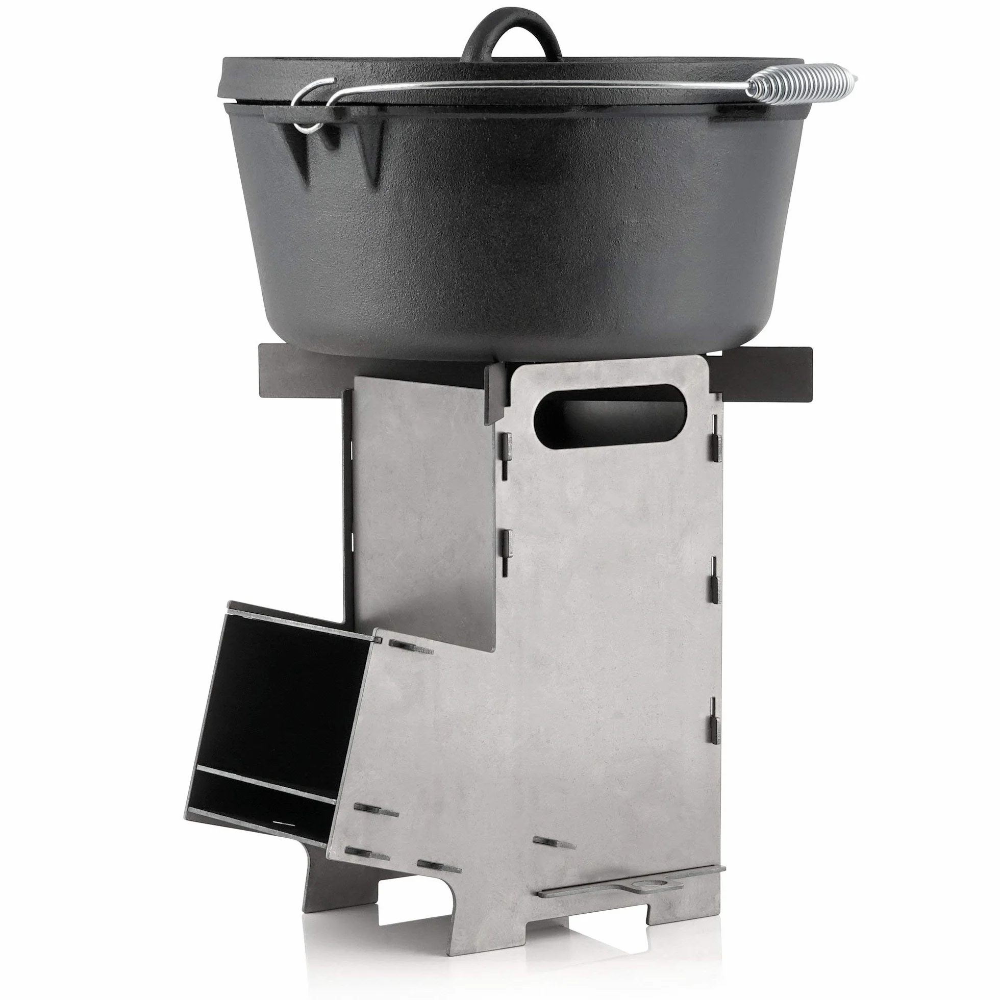 BBQ-Toro - Stufa a razzo #5 | Rocket Stove con sistema a incastro in acciaio massiccio di 2 mm di spessore per forno olandese, padelle e molto altro ancora