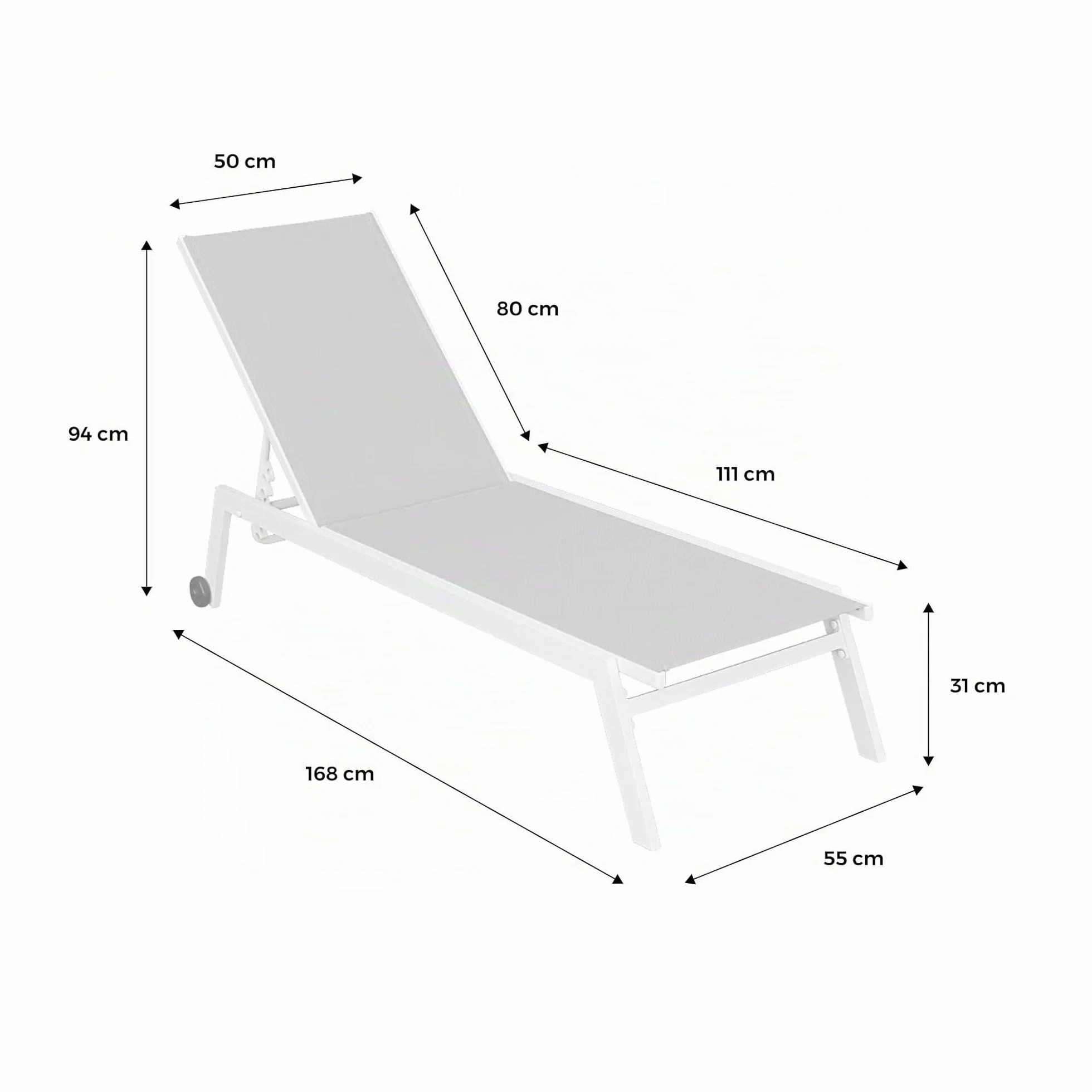Lettini prendisole in alluminio e textilene multiposizione Antracite 191x55x94 cm Set 2