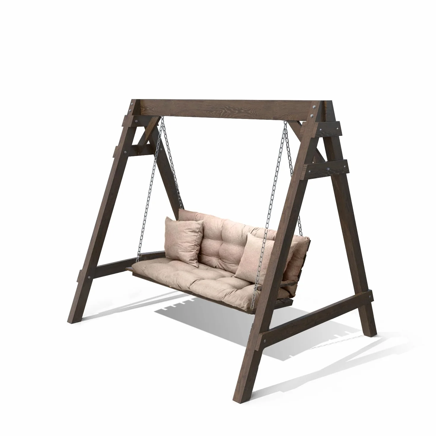 Cuscino Dondolo Da Giardino 3 Posti 160x50x60 - Per Divanetto, Panca, Pallet - Con 2 Cuscini 45x45 cm - Resistente Alla Muffa E All'umidità - Base antiscivolo, Imbottitura spessa - Beige