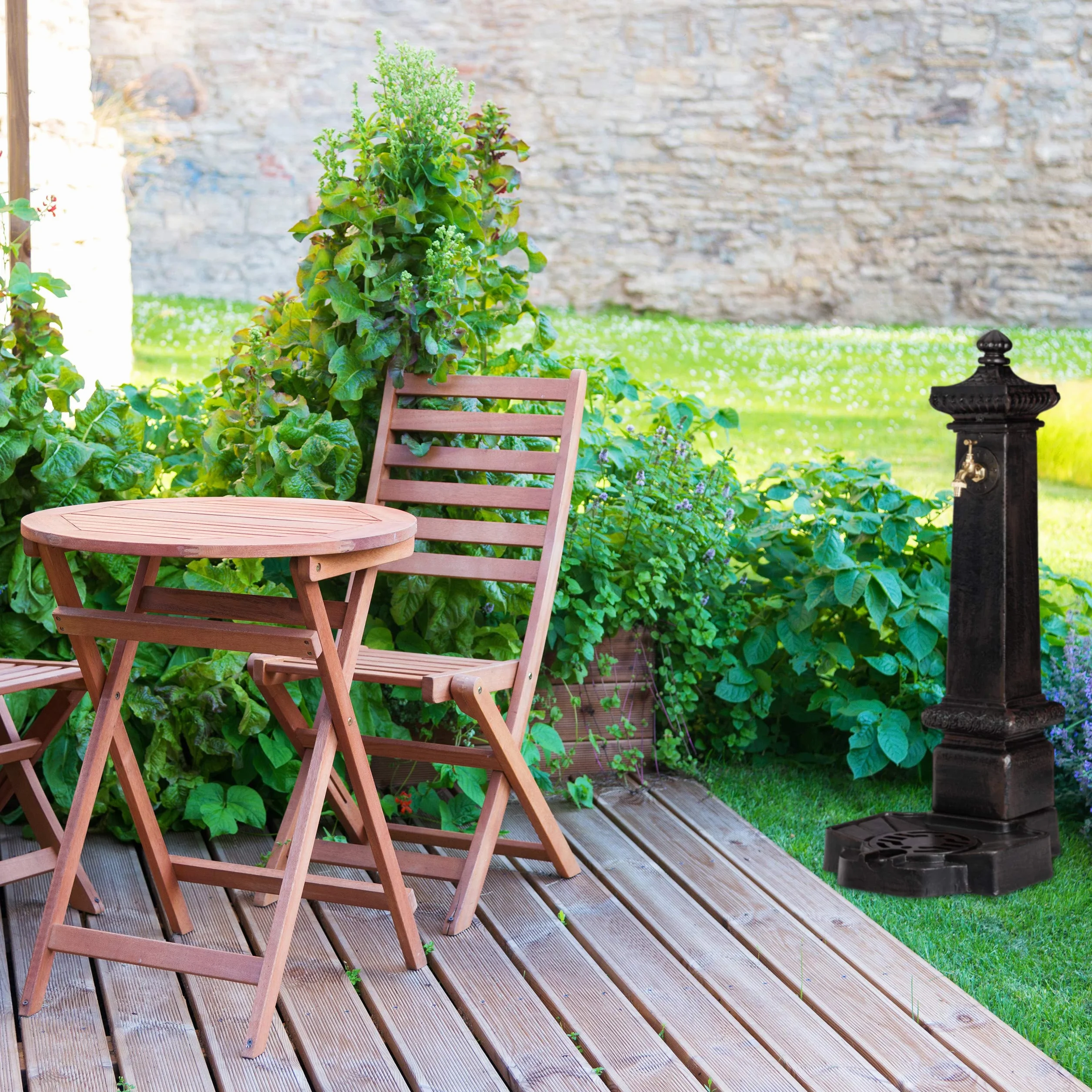 Relaxdays Fontana a Colonna Giardino 100x38x47 cm Marrone Scuro