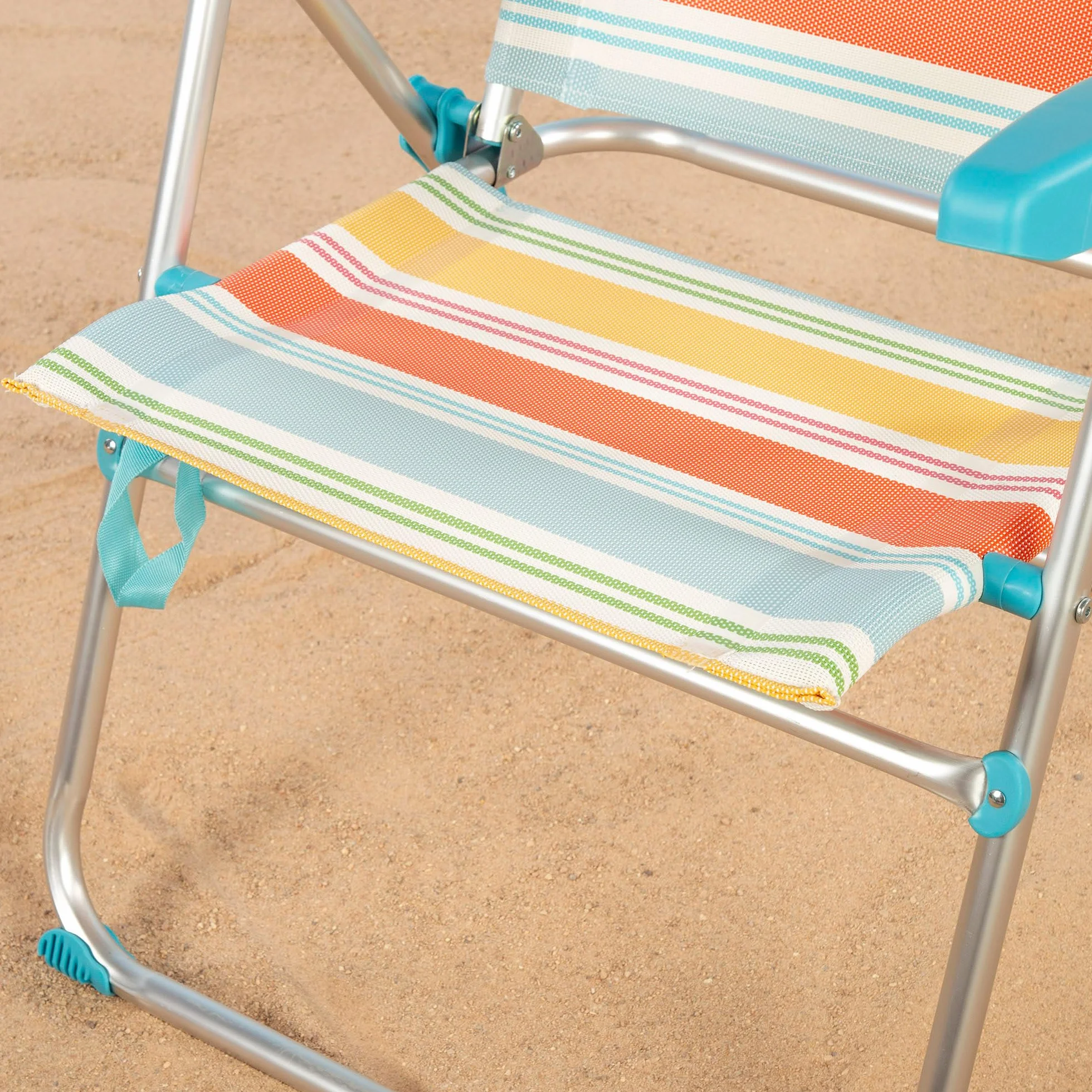 AKTIVE Sedia da spiaggia pieghevole, 47x63x93 cm, reclinabile in 5 posizioni, alluminio e textilene