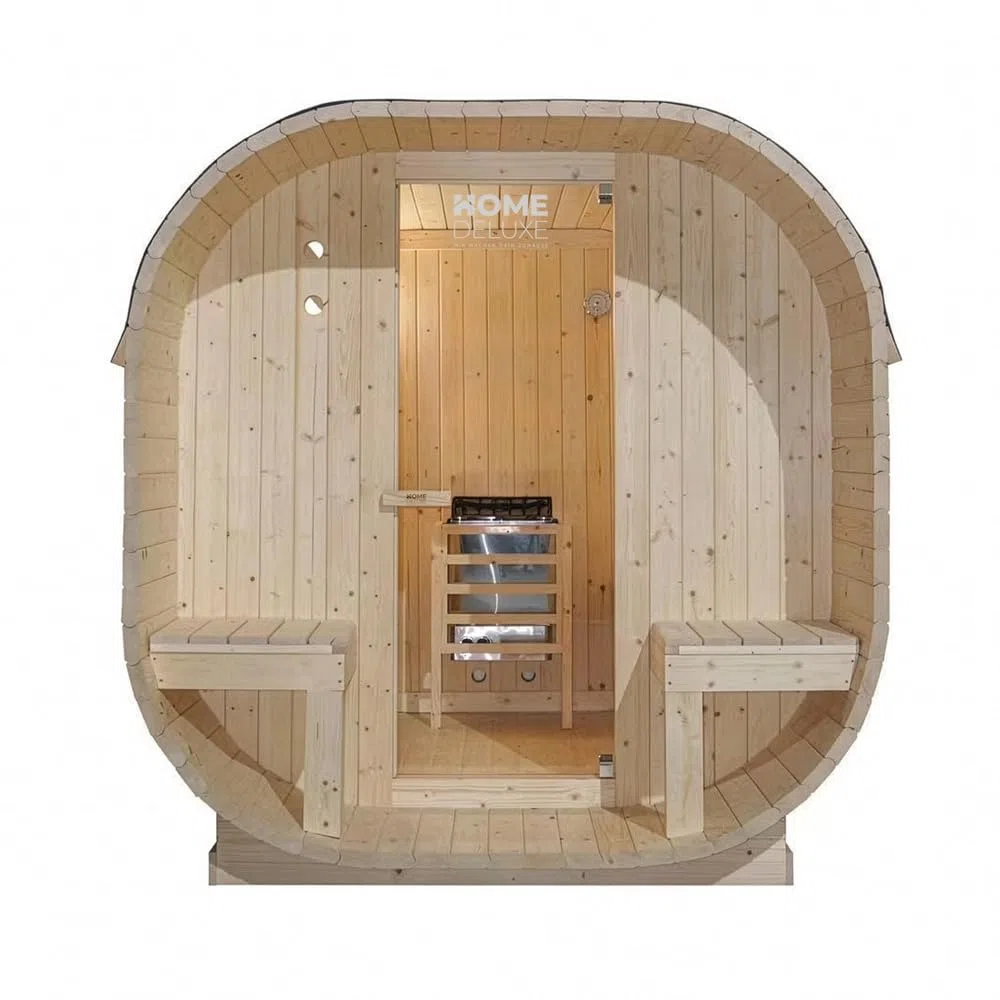 Sauna a cubo per esterni Home Deluxe L 220x185x194 cm legno abete rosso stufa 4 persone