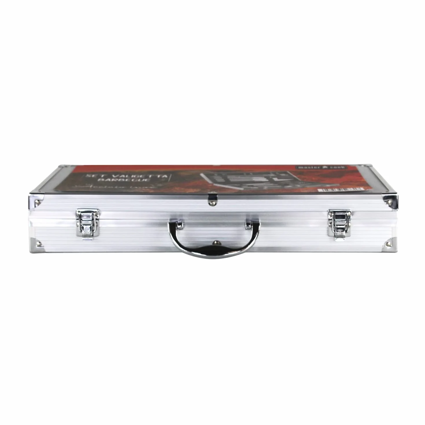 Mastercook - Kit Accessori Professionali In Acciaio Per Barbecue Con Valigetta, Set Accessori Bbq Con Pinze, Forconi, Spatola E Spazzole, Valigetta Attrezzi Barbecue