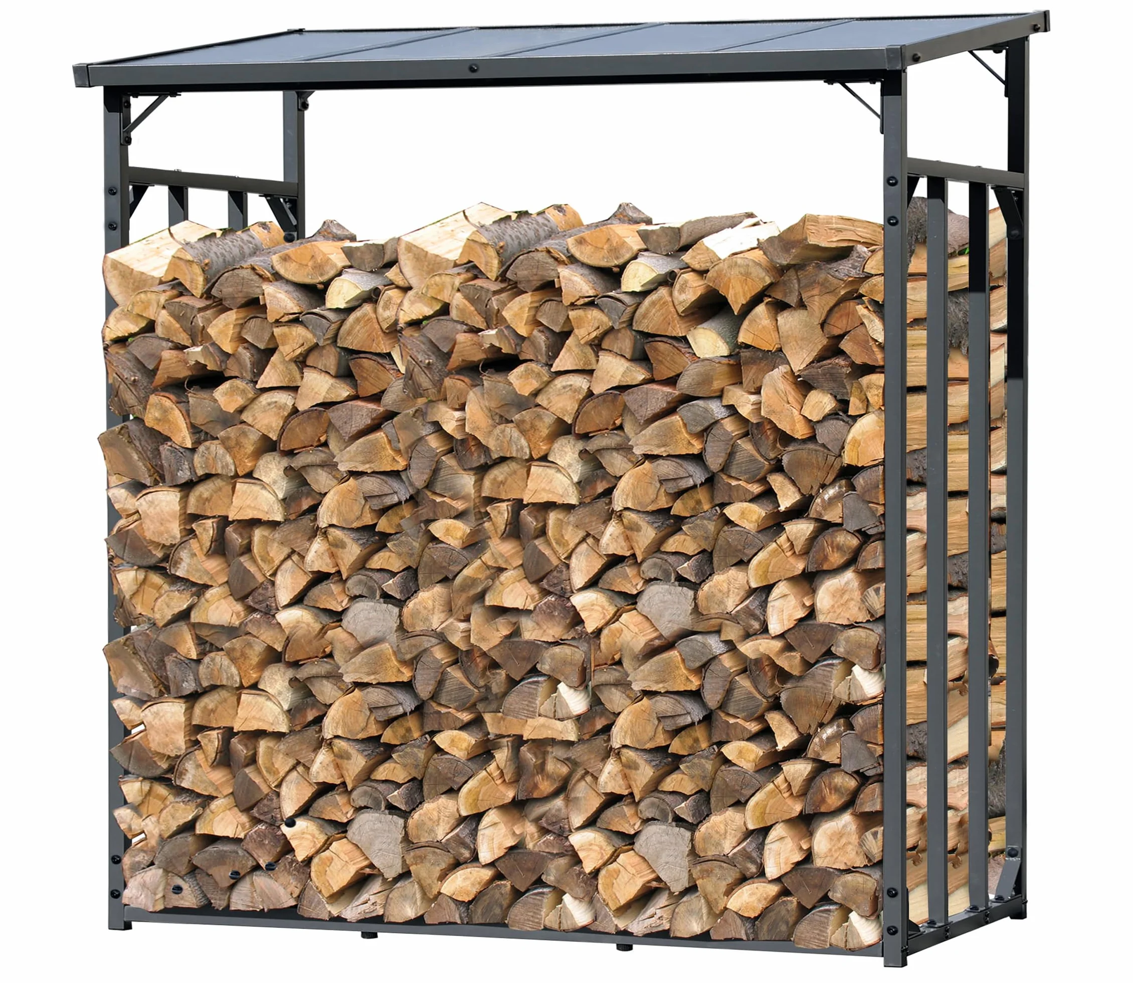 Scaffale per legna da ardere in metallo antracite XXL 185x70x185 cm 2,3 m³ per esterni