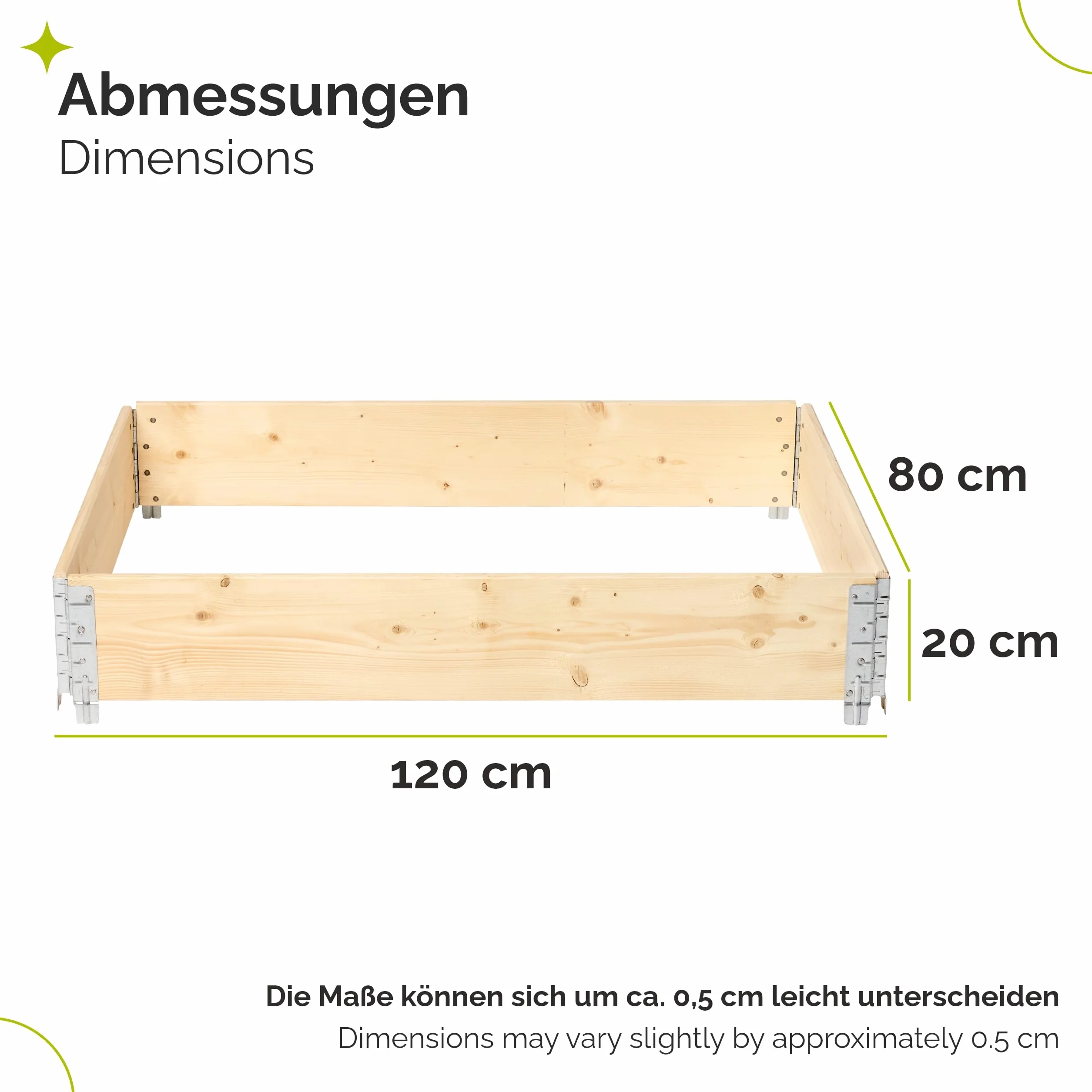Garronda Telaio aggiuntivo in legno per pallet Cassa di stoccaggio Rialzo Naturale 3 Pezzi