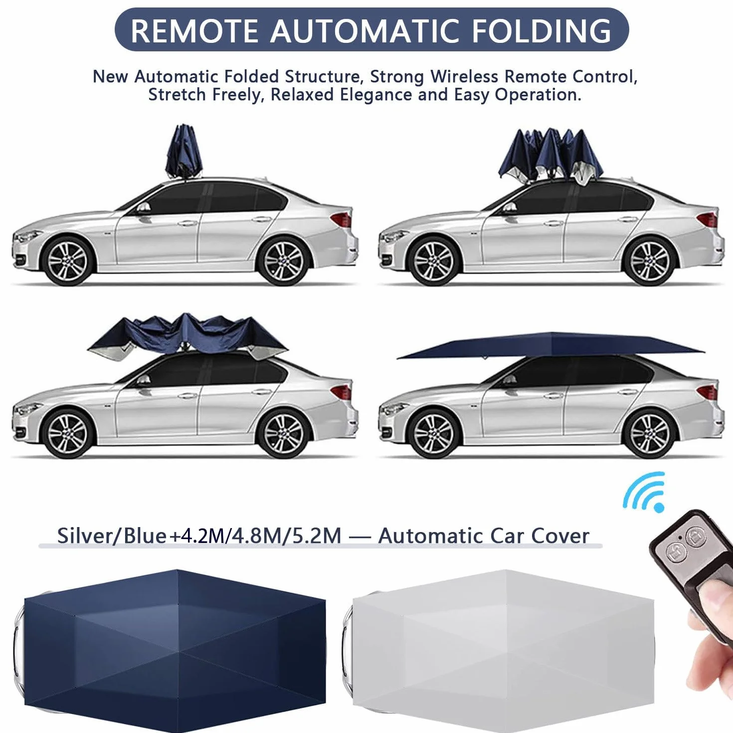 Tenda da Auto Completamente Automatica con Telecomando, Tettoia Elettrica Pieghevole Carport Mobile
