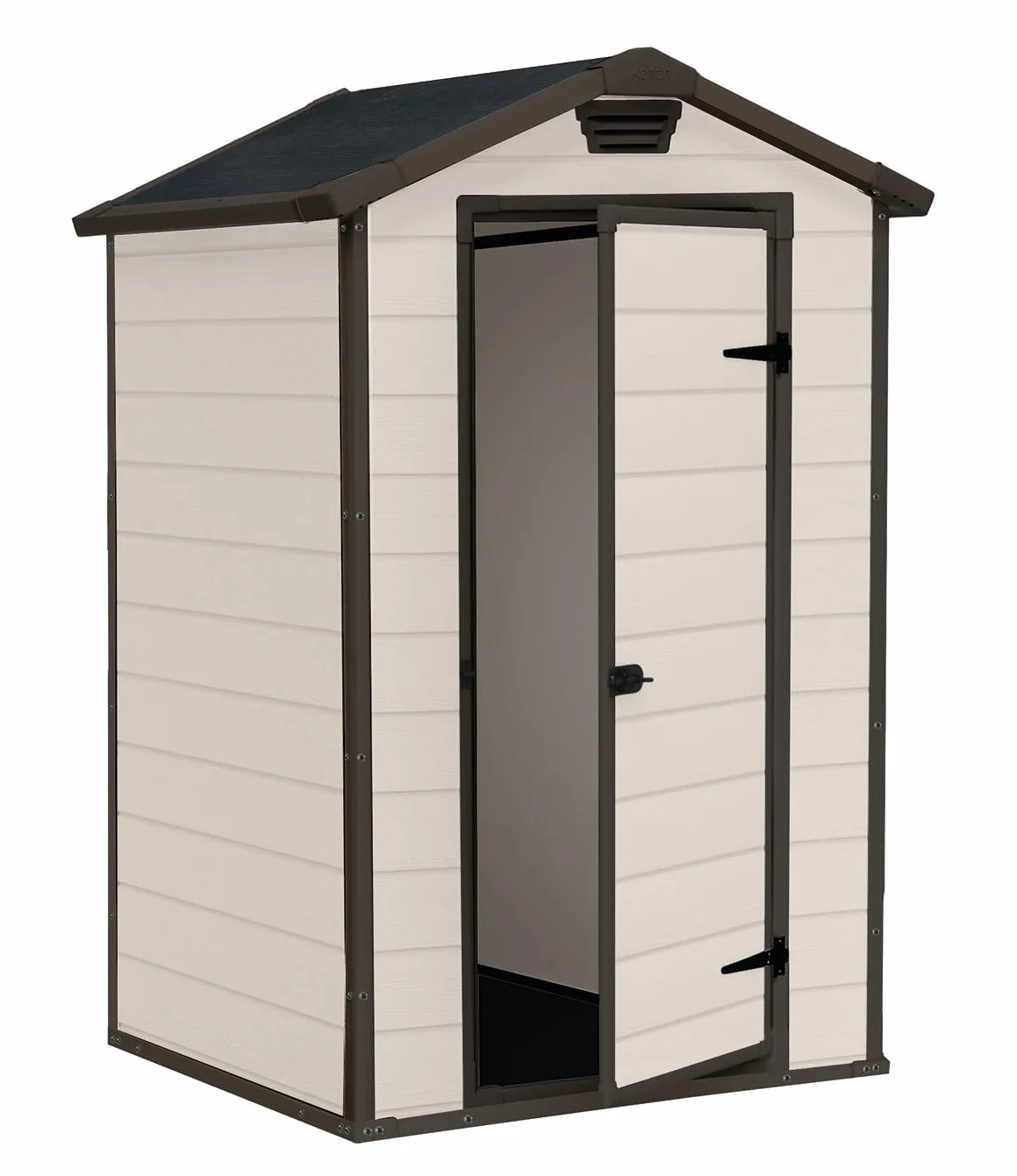 Keter Casetta da Giardino Manor 4x3, Finitura Effetto Legno Graffiato, Beige, 129x103x196H Cm