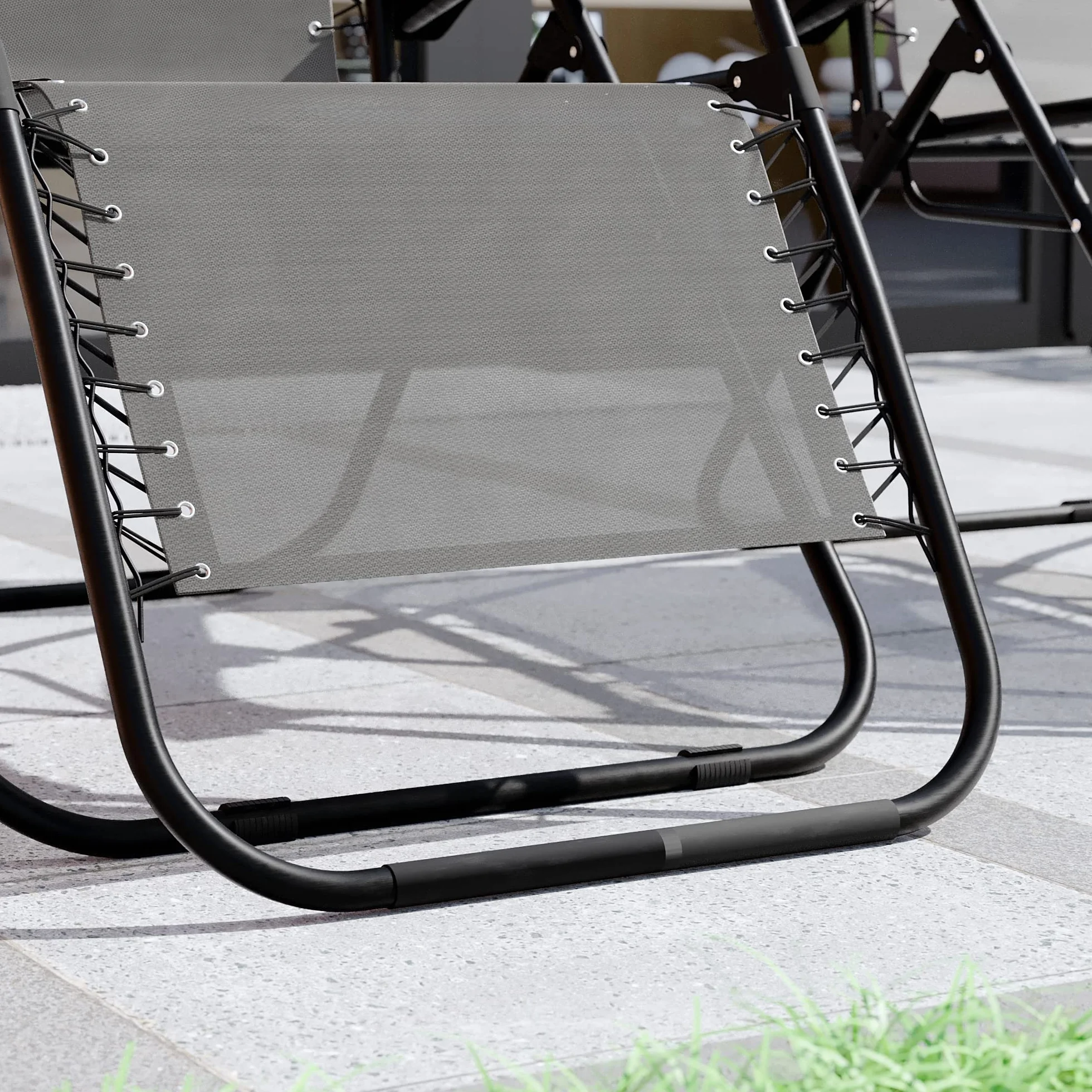 Garden Vida Set di 2 sedie a gravità zero, sdraio per esterni, patio, reclinabile, senza peso, resistente alle intemperie, in acciaio (grigio)