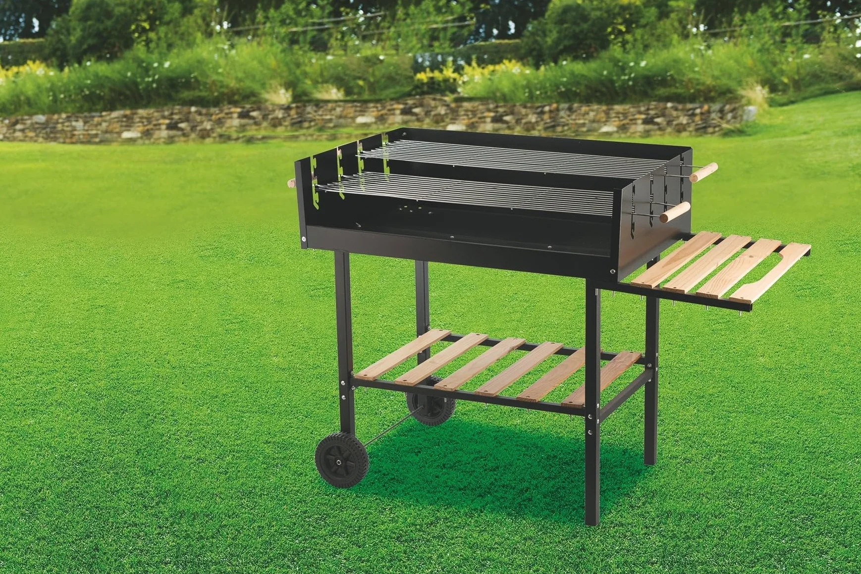 Galileo Barbecue con Ruote Rettangolare 126x56x87 cm Nero