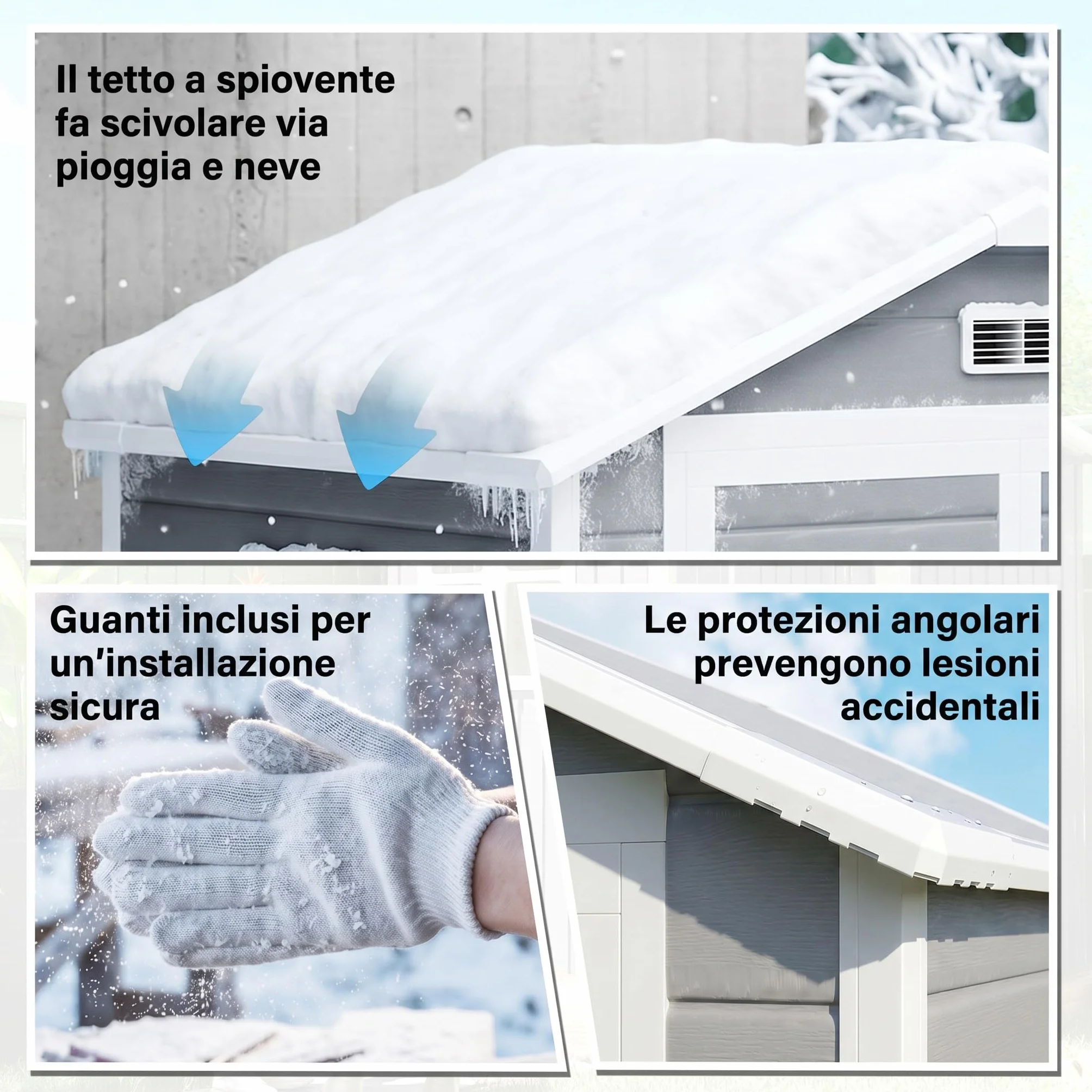 Outsunny Casetta da Giardino Porta Attrezzi in Finitura Effetto Legno Graffiato con Pavimento, 2.12m² Capanno da Giardino con Doppia Porte e Serratura, Tetto Inclinato, 183x134x210 cm, Grigio