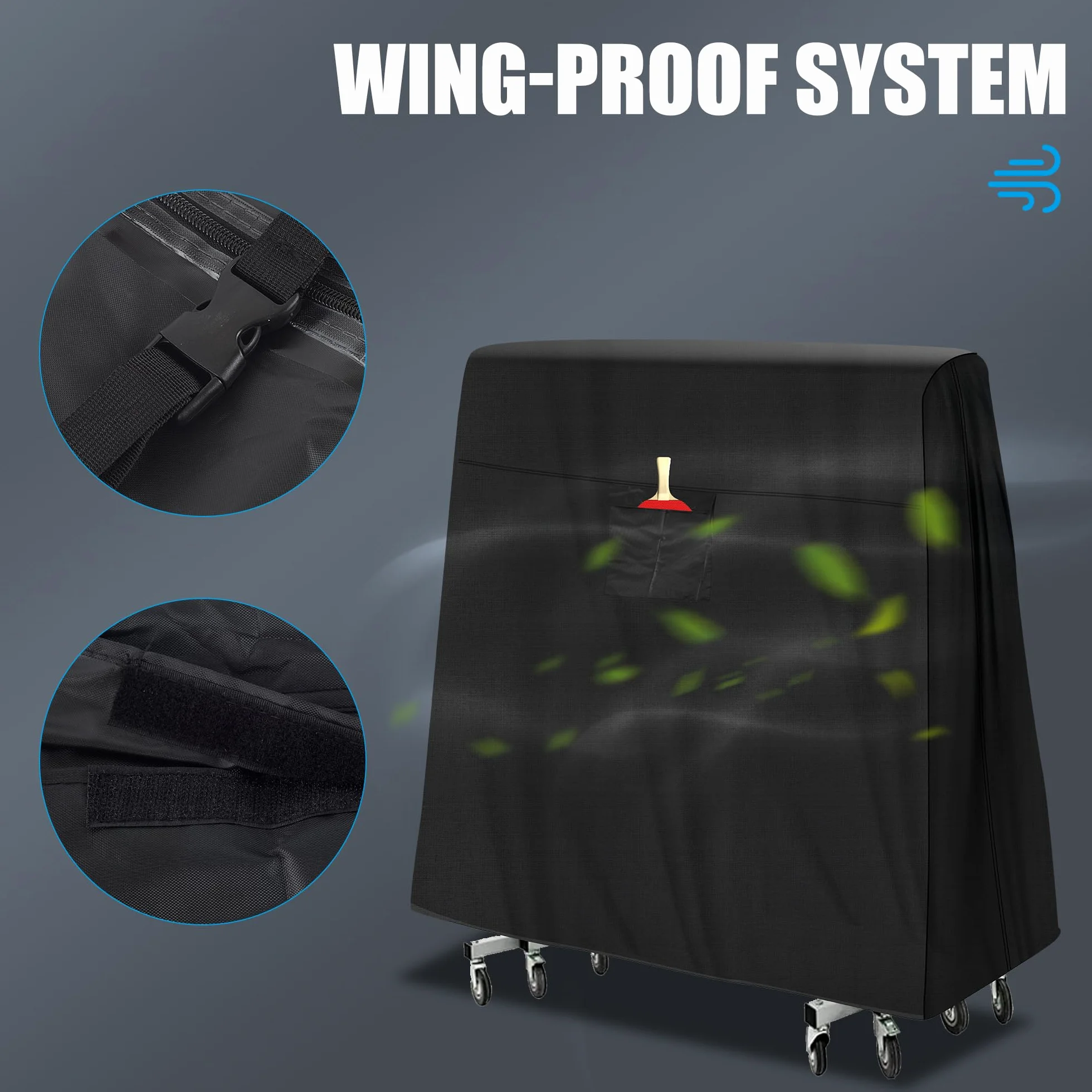 Copertura per tavolo da ping pong 600D, universale, 2,3 x 1,5 m, impermeabile, resistente al sole, adatta a tavoli pieghevoli e piatti, nero, tessuto Oxford