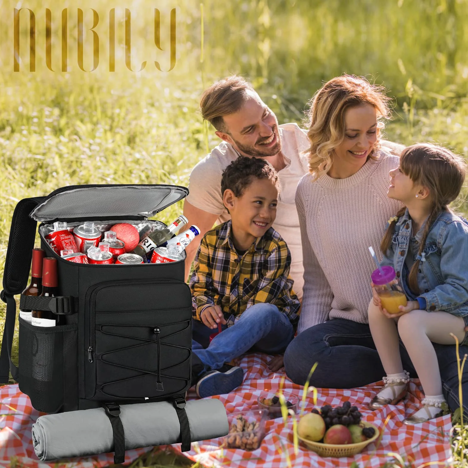 NUBILY 30L Zaino Termico Impermeabile Isotermica Borsa Termica Porta Pranzo Refrigerante Borsa Frigo Grande Borsa da Picnic Scatola per Il Pranzo Pasti Campeggio Barbecue Trekking Nero