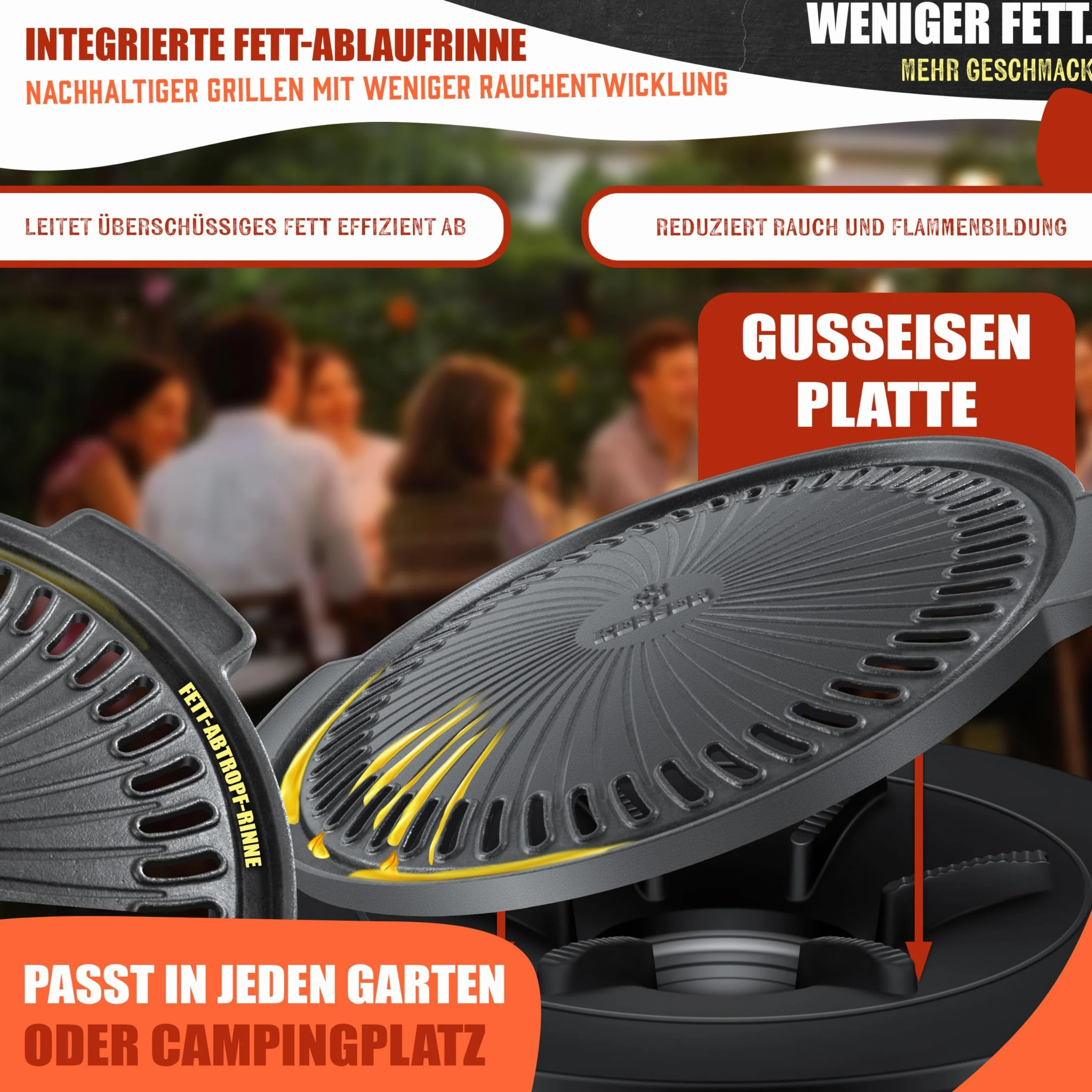 KESSER® Piastra per Forno a Razzo, Olandese, a Legna da Campeggio, Barbecue