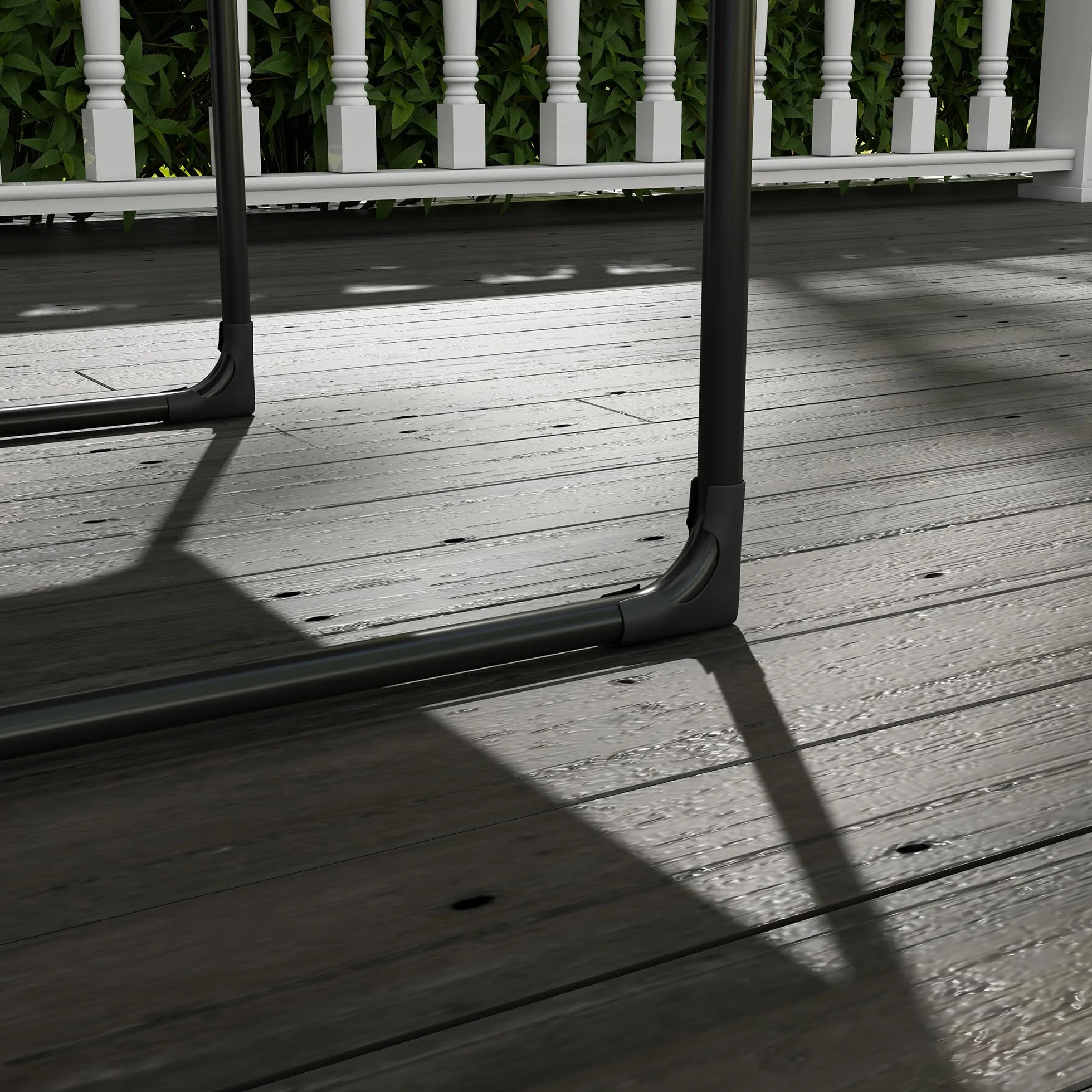Outsunny Poltrona da Giardino con Cuscino Imbottito in Cotone PP, Poltroncina per Esterno in Acciaio e Poliestere, 62x110x88 cm, Grigia e Nera