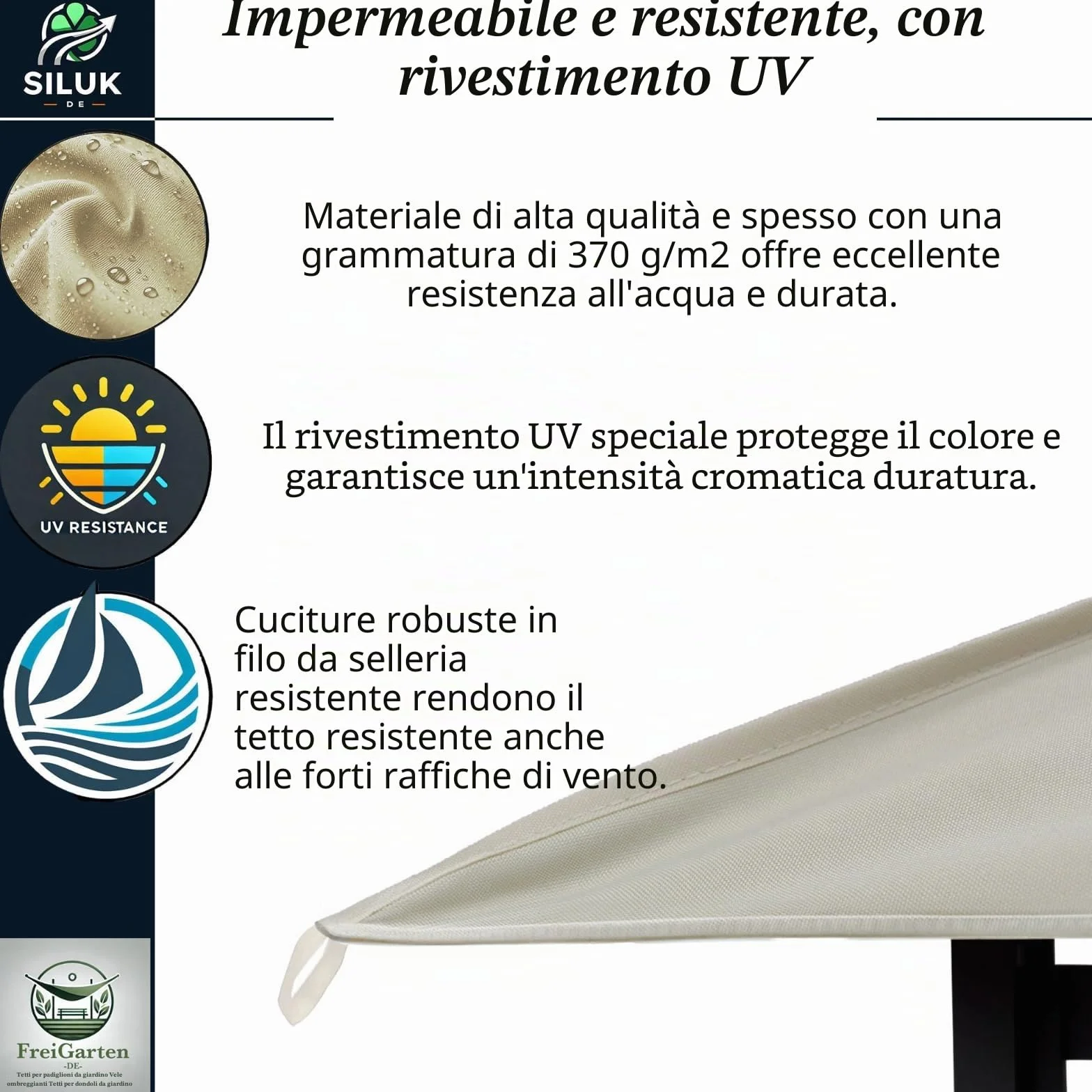 Tetto di ricambio per gazebo 334x334 cm sabbia anticata impermeabile Panama PCV Soft 370 g/m² modello 10 beige