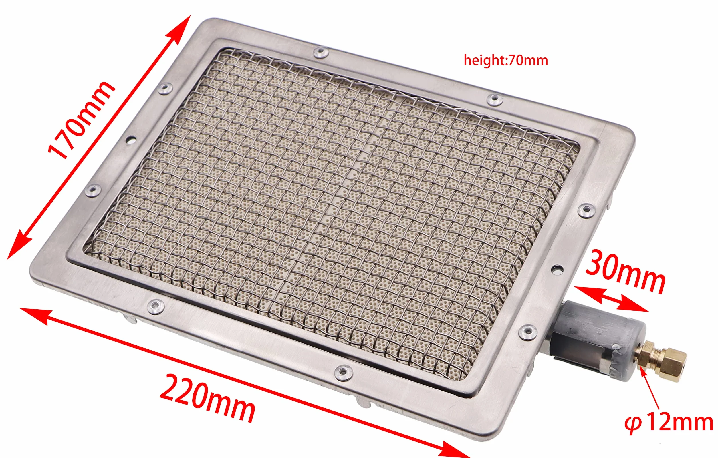 METER STAR Pezzo di ricambio per barbecue a propano, parte di riparazione, bruciatore a infrarossi, elemento riscaldante (220 x 170 mm)