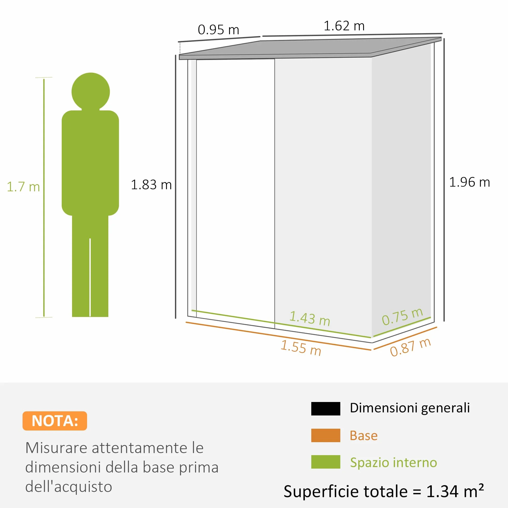 Outsunny Casetta da Giardino 1.34m² Acciaio Zincato Capanno Porta Attrezzi 161.5x94.5x196cm Marrone