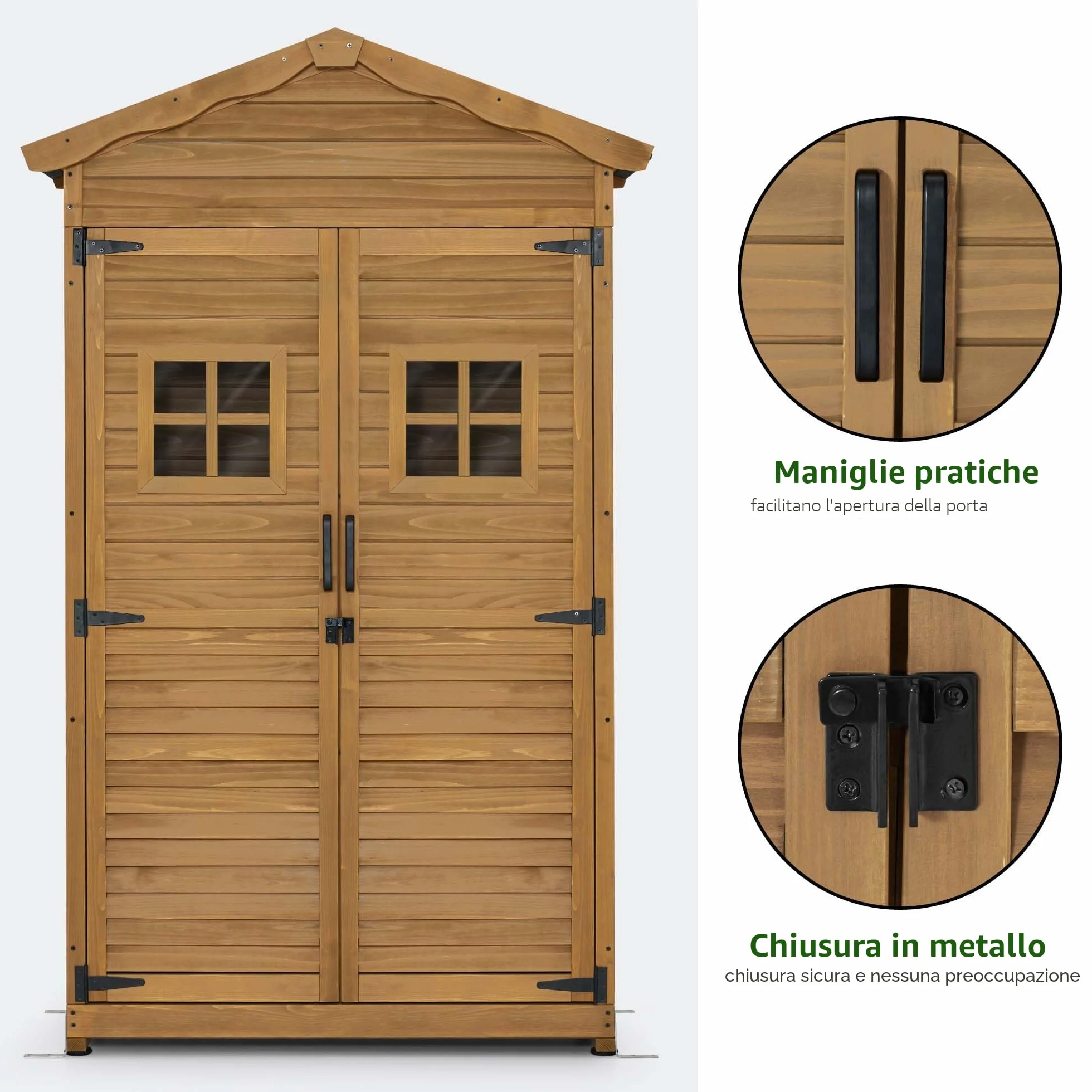 MCombo casetta da giardino in legno resistente alle intemperie 57x109x180 cm