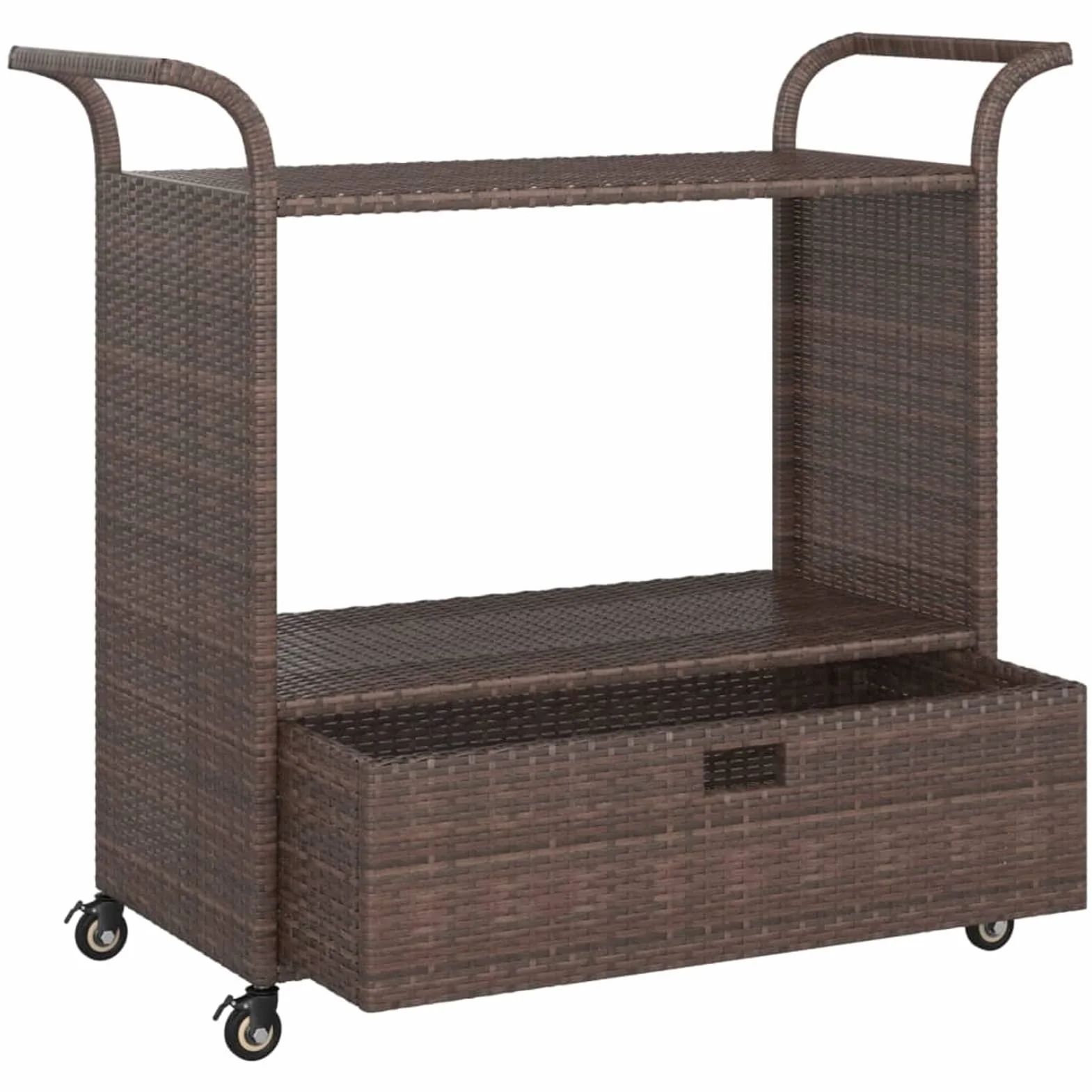 Rantry Carrello da Bar in Polyrattan Marrone 100x45x97 cm Mobili da Giardino Set