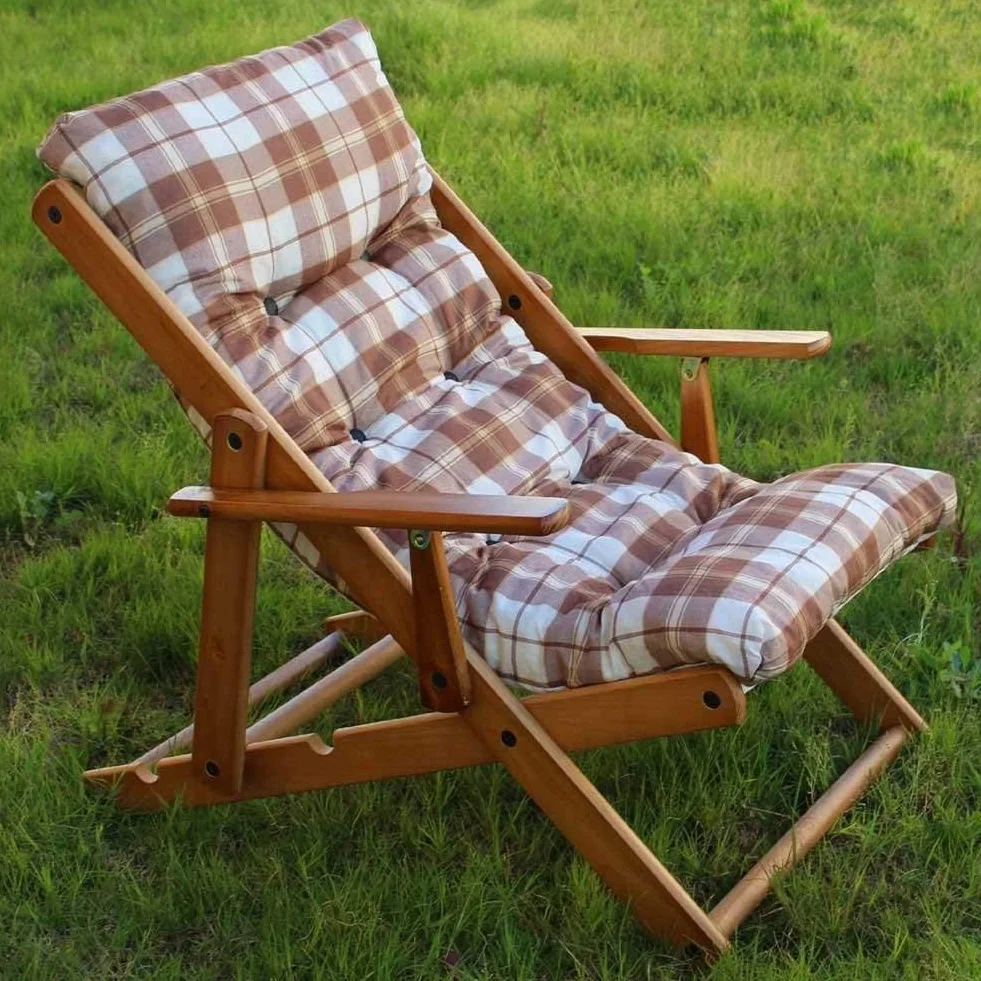 MAURY'S Poltrona Sdraio Harmony Relax w Legno 3 posizioni z Cuscino Imbottito (Scozzese)