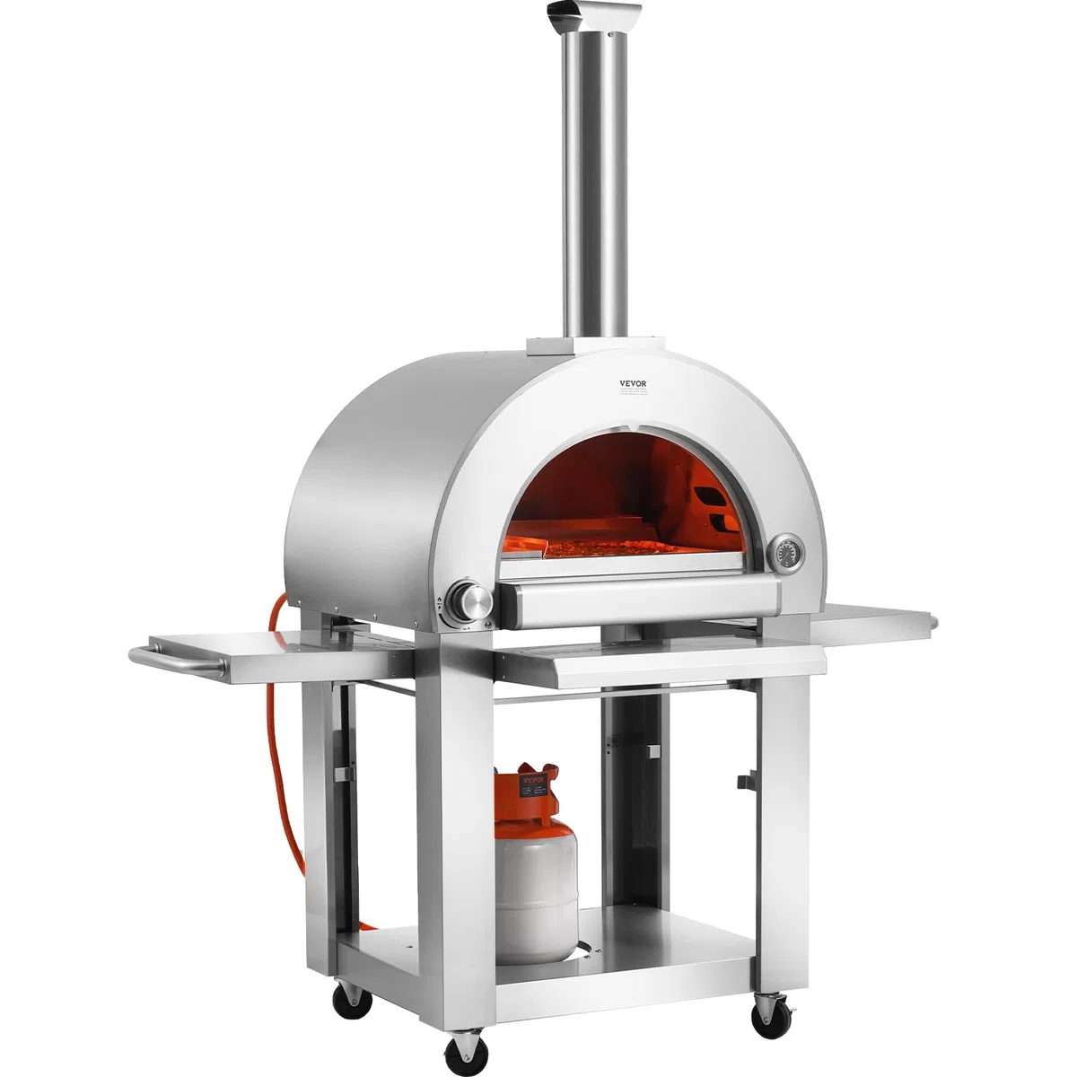 VEVOR Forno per pizza a doppio combustibile 22" portatile esterno pellet gas con pietra cordierite