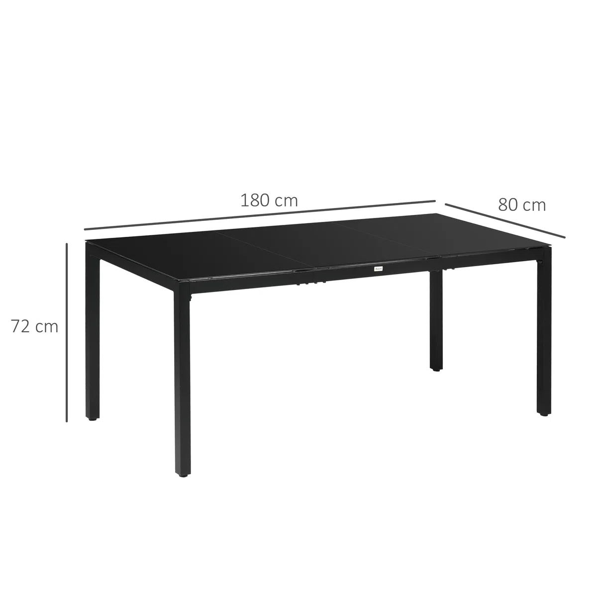 Outsunny Tavolo da Giardino Rettangolare per 8 Persone in Alluminio e Vetro Temperato, 180x80x72cm, Nero