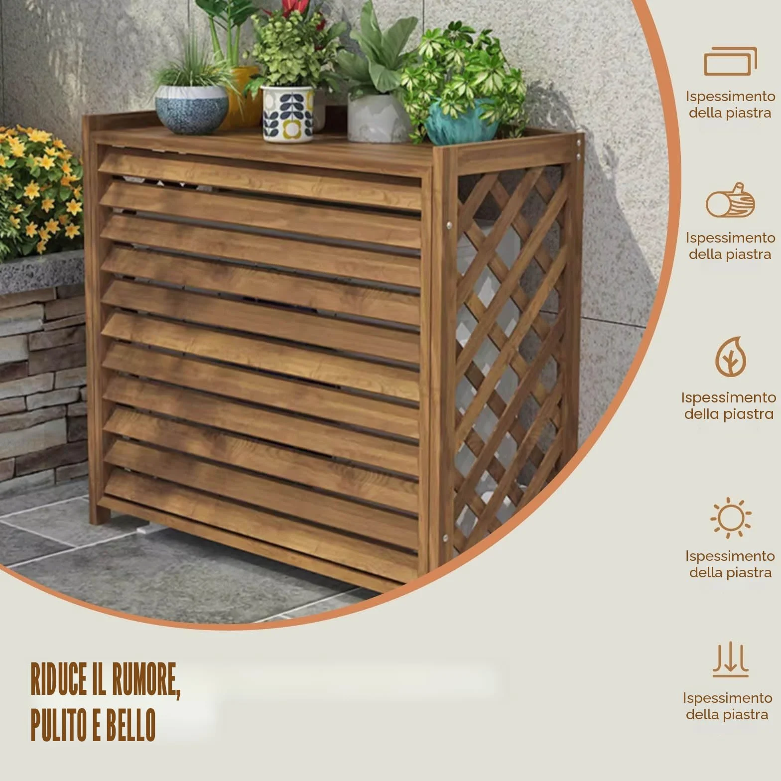 Copri Climatizzatore Esterno in Legno Copri Condizionatore Copertura Radiatore All'aperto Tavola Addensata Impianto Decorativo Display X-Large