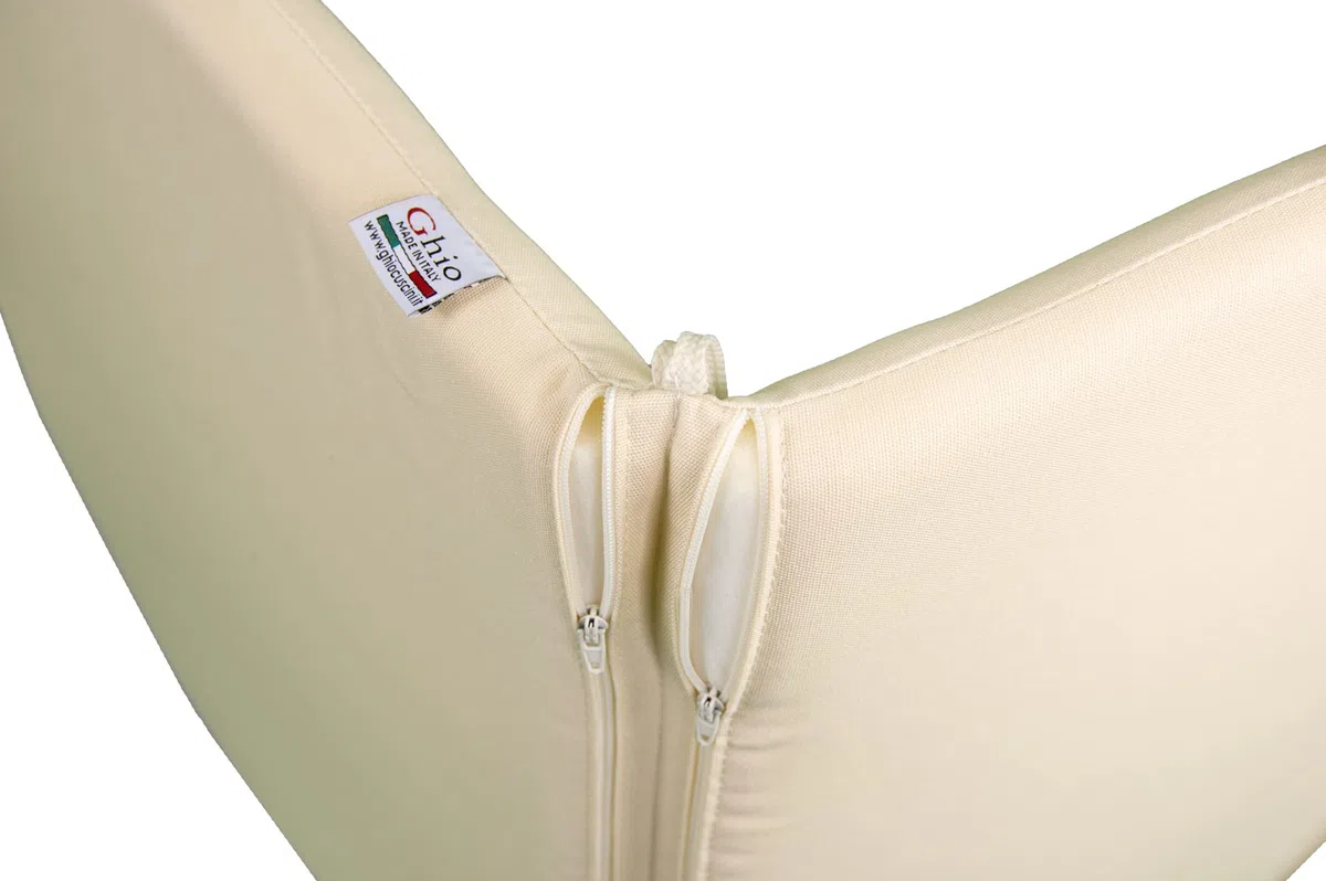 Set di 4 Cuscini da Esterno per Sedia Ronda emu, Tessuto Acrilico Dralon, ECRU, 96 x 46 cm, Made in Italy