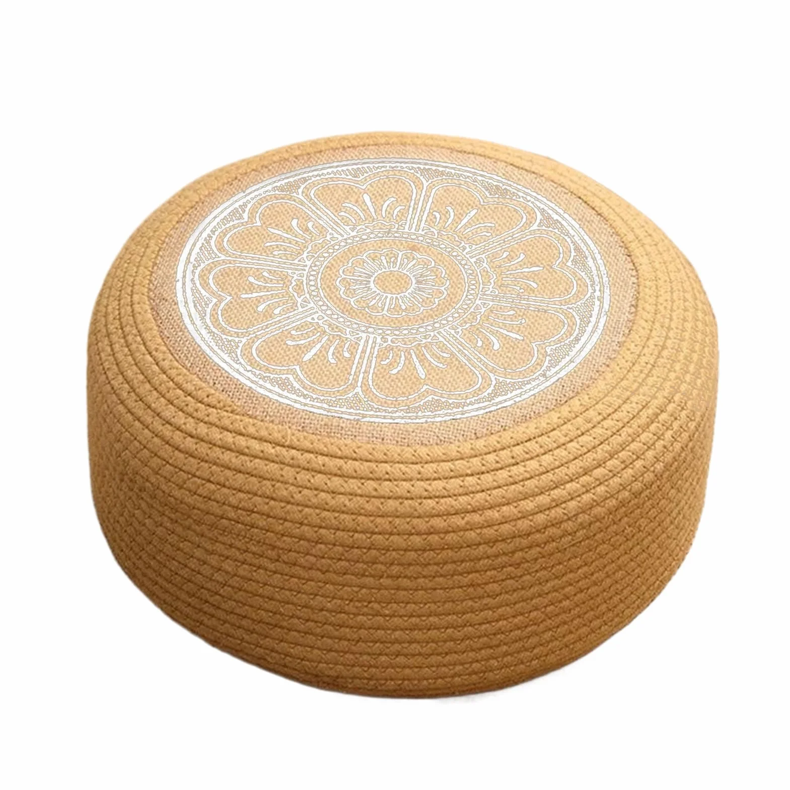 Pouf in rattan, impermeabile per esterni, 40 x 40 x 20 cm, design resistente, cuscino da pavimento in tatami intrecciato a mano per giardino rilassato, poggiapiedi versatile e seduta extra