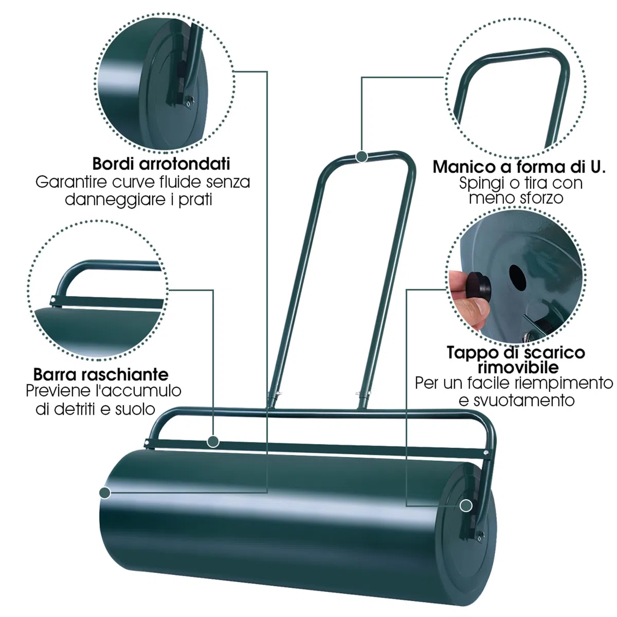 Costway Rullo per Prato 60cm Ø32 48L