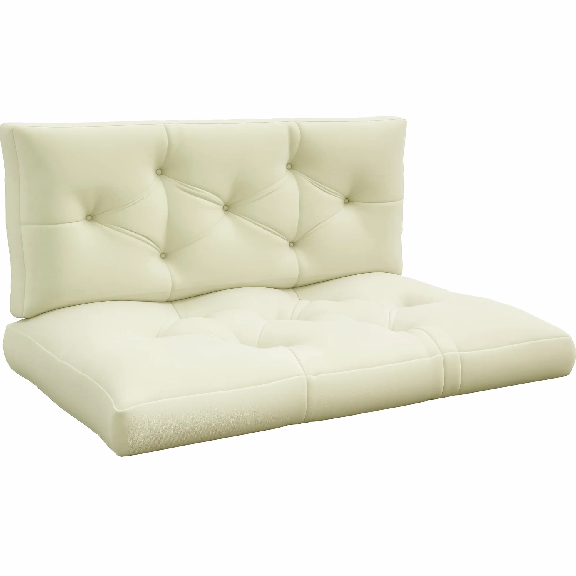 Outsunny Cuscini da Giardino Set 2 Pezzi per Schienale e Seduta con Imbottitura Spessa, Cuscini da Esterno in Poliestere per Divani e Pallet, Crema