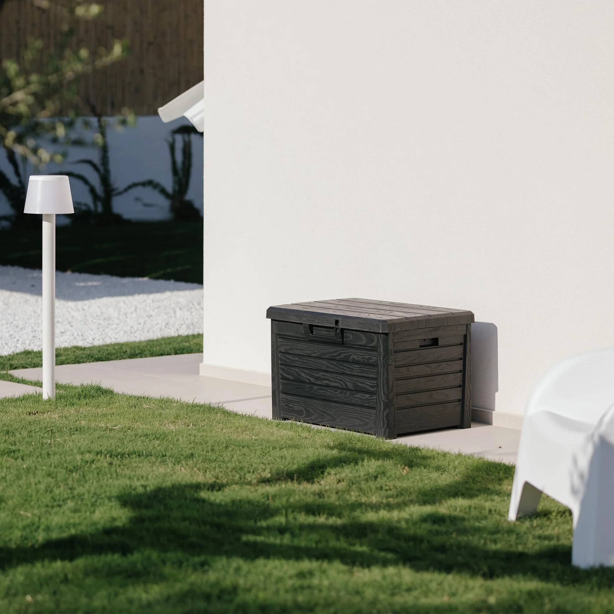 Toomax Compact Florida baule da esterno 120L 73x50,5x46,5h cm antracite effetto legno plastica UV