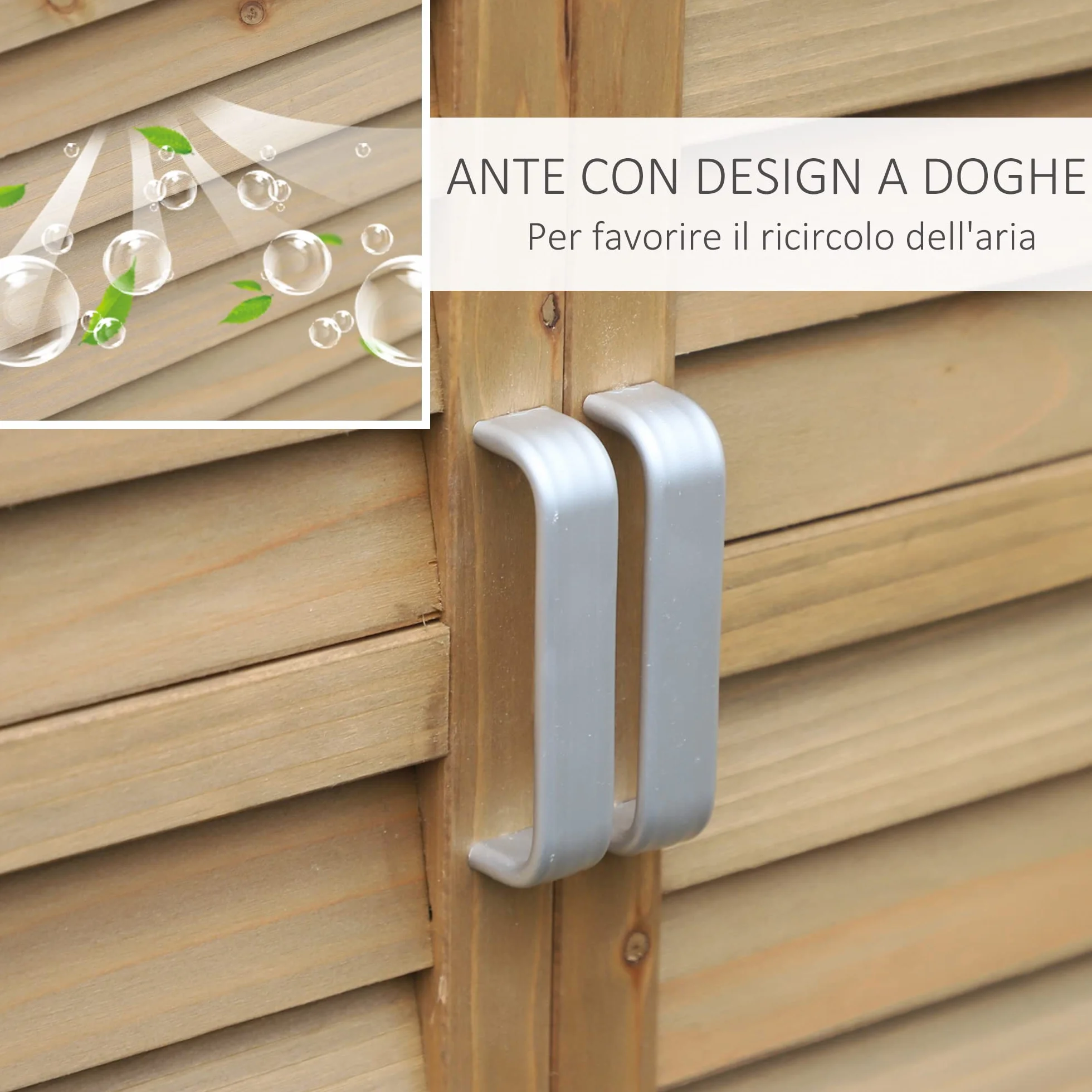 Outsunny Armadio da Esterno Casetta da Giardino Legno Abete Capanno Attrezzi Tetto Bitume Impermeabile 87x46.5x96.5cm
