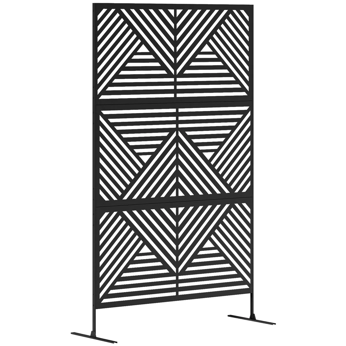 Outsunny Separé Divisorio Decorativo da Esterno Acciaio 122x45x198 cm Nero