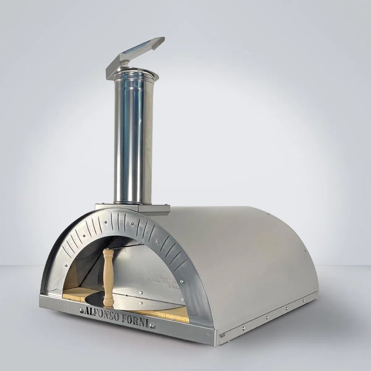 Forno a legna Alfonso 4 PIZZE da esterno acciaio con mattoni refrattari 3 cm pirometro 500°C