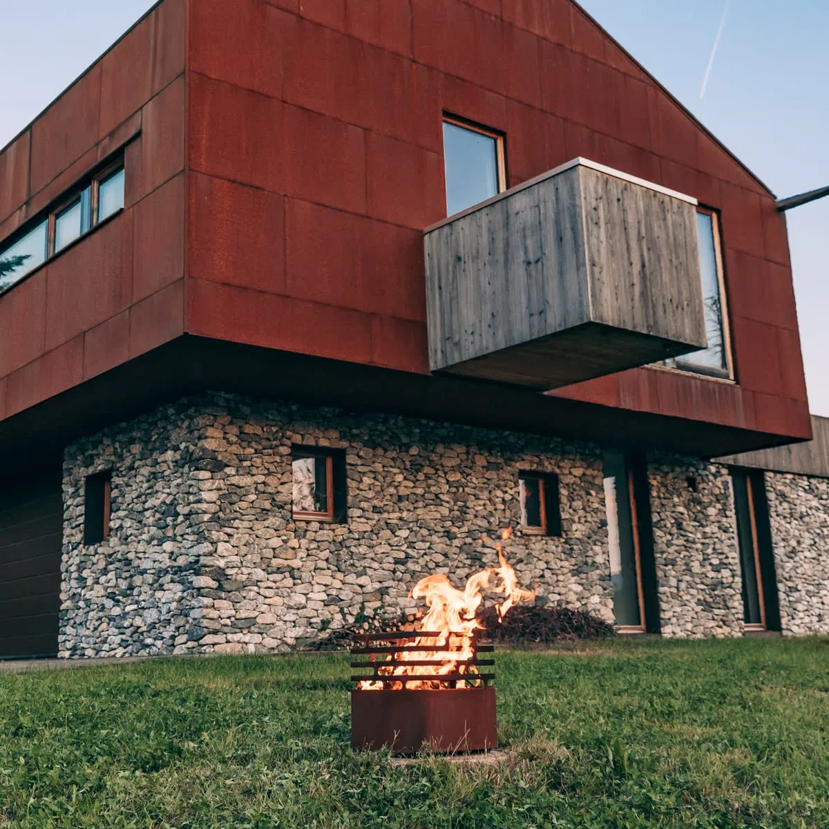 höfats Cesto di Fuoco Cube Acciaio corten Caminetto Griglia Sgabello Tavolo Giardino terrazza