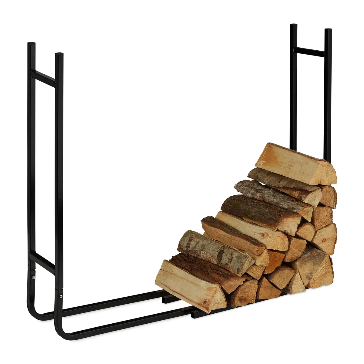 Relaxdays Scaffale Portalegna in Metallo, Fino a 100 kg, HxLxP 91x123x19,5 cm, Nero
