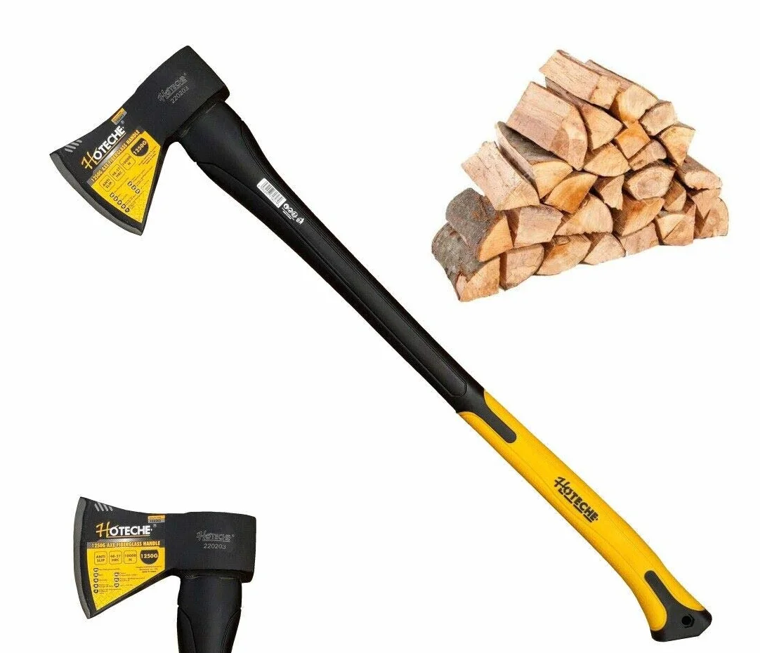Mazza Accetta Spaccalegna 1250 g Manico 80 cm ABS Antiscivolo Ascia Legna Acciaio Forgiato Lama Temperata 13 cm
