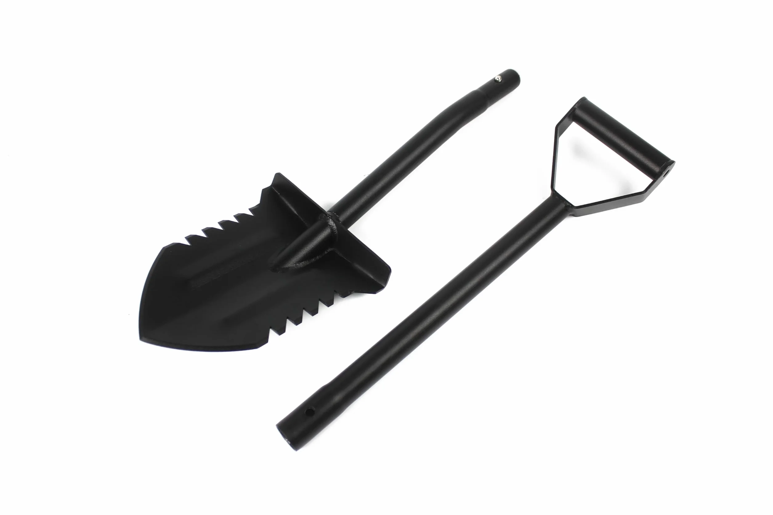 Pala da Scavo PA-3 in Acciaio Temperato Nero 2 Pezzi Facile Trasporto Robusta Ottima Qualità Vanga con Lama Taglio Terreno Duro per Metal Detector Giardinaggio Campeggio (93cm Montata)