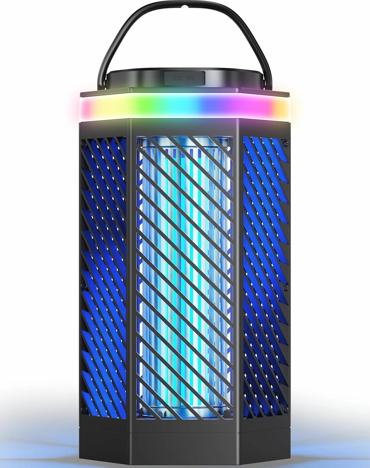 Lampada Antizanzare Elettrica Ricaricabile 8000mAh, Ammazza Zanzare 3 in 1 con Luce LED e RGB, 2000V Trappola per Insetti da Esterno e Interno, IPX4 Impermeabile per Casa, Camping
