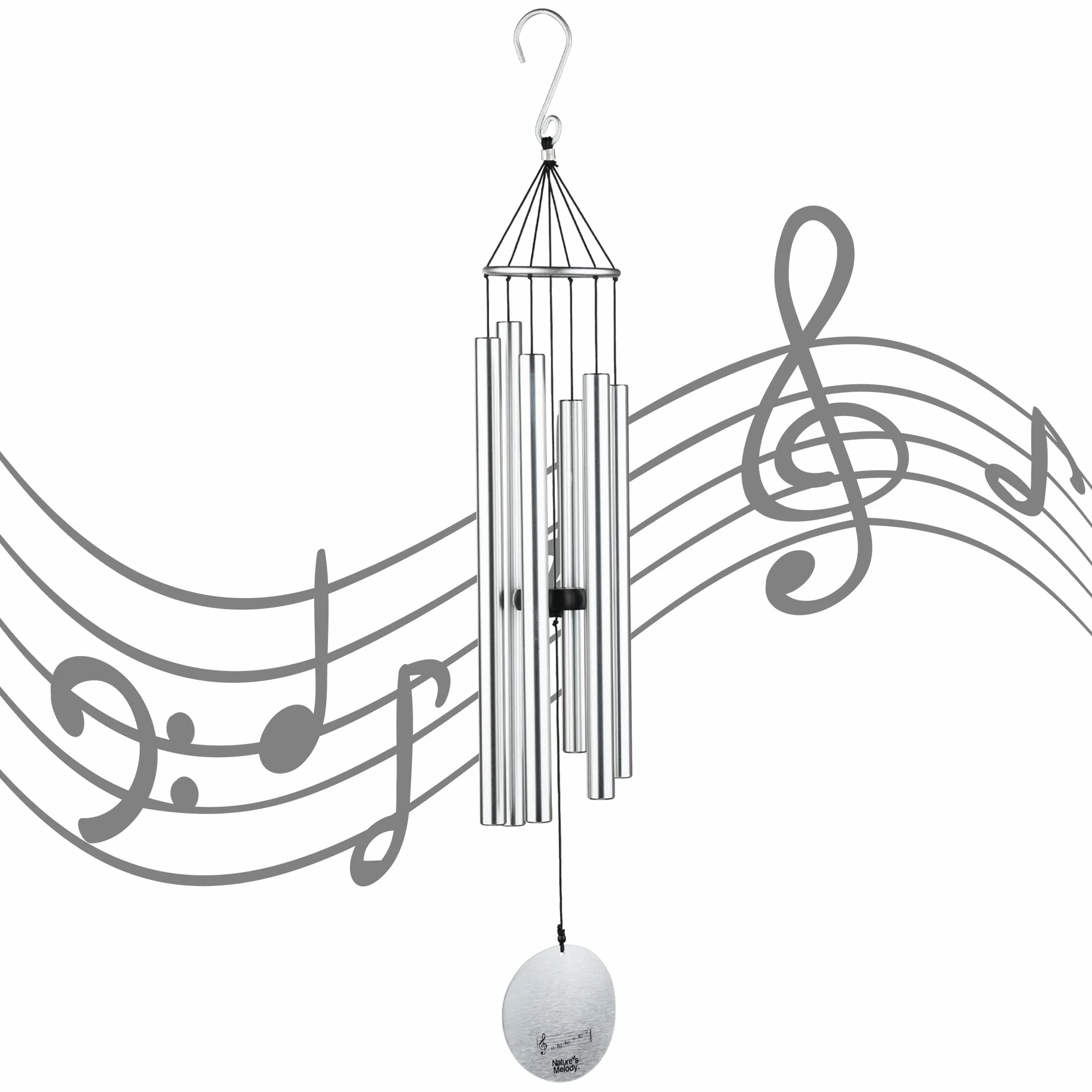 OSVINO Campane a Vento Giardino Metallo Campanelli Giardino Decorazione Alluminio Lunghezza Totale 75cm per Esterno, Argento
