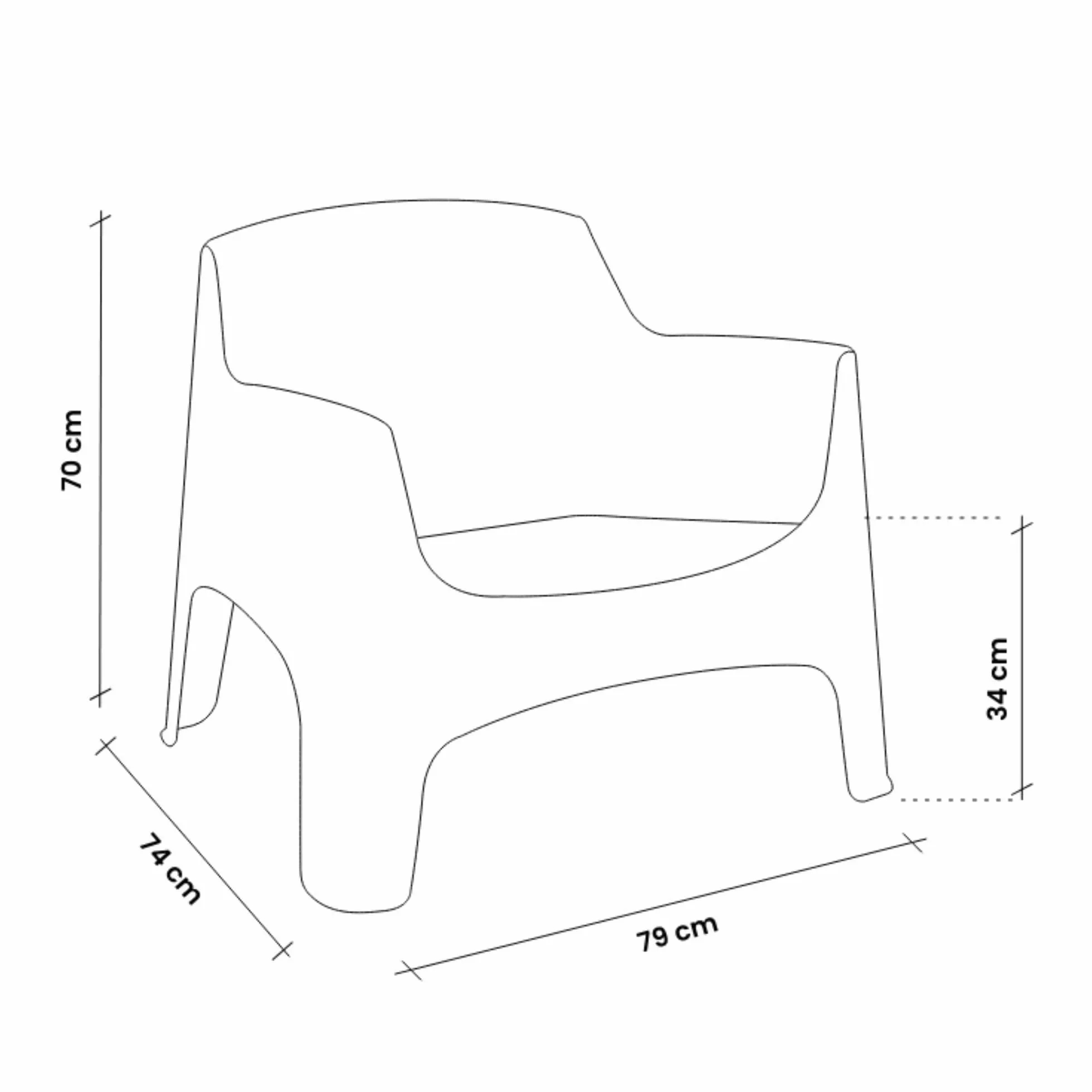SEDIA DA ESTERNO MONOBLOCCO CON BRACCIOLI 79x74x70 cm POLIPROPILENE SENAPE