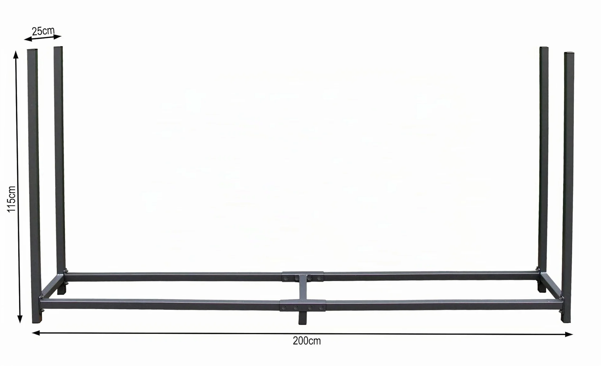 Scaffalatura in Metallo per Legna da ardere 200x25x115 cm 0,8 m3 Grigio Antracite
