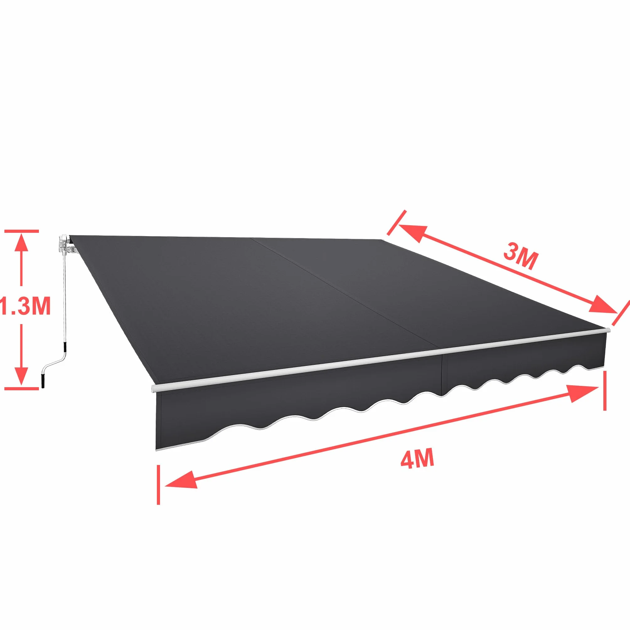Tenda da sole per balcone con manovella impermeabile antipolvere altezza regolabile grigio scuro 3,6 x 3 m
