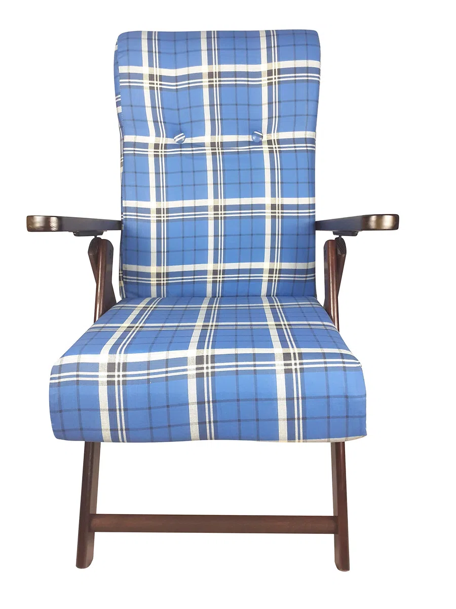 Sedam Srl Poltrona Molisana w Legnie Sdraio Reclinabile 4 Pozycje MADE IN ITALY Blu