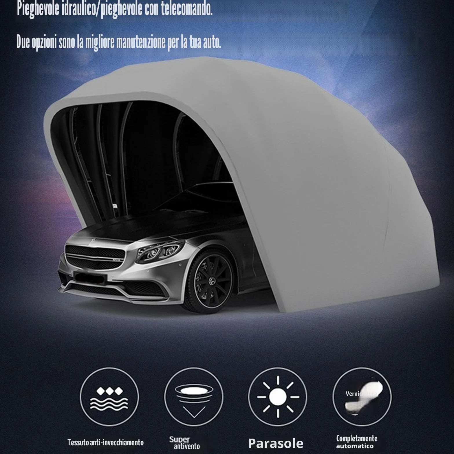 BEYSG, tenda per auto completamente automatica e portatile con telecomando, carport pieghevole in acciaio inossidabile per il parcheggio delle auto, carport per auto resistente (grigio 5,9 * 2,7 m