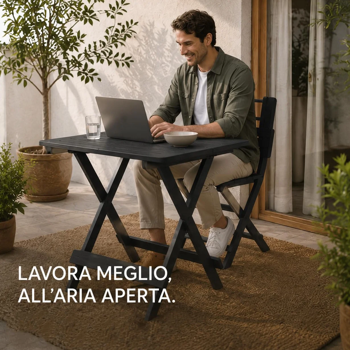 Tavolo da Giardino in Plastica Pieghevole Antracite 80x72xh70 cm Maury